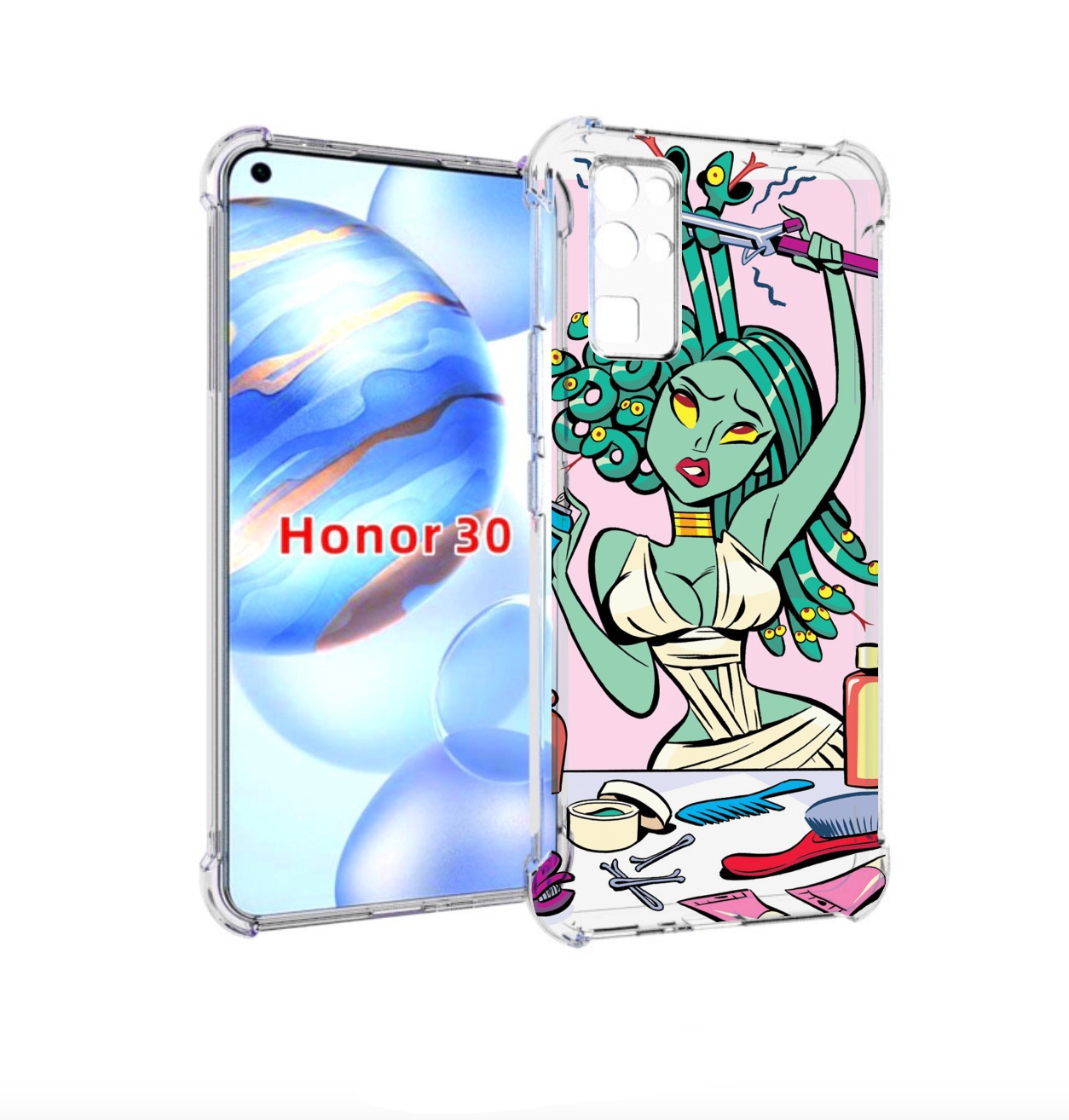 

Чехол бампер MyPads медуза расчесывается женский для Honor 30 (B, Прозрачный, Tocco