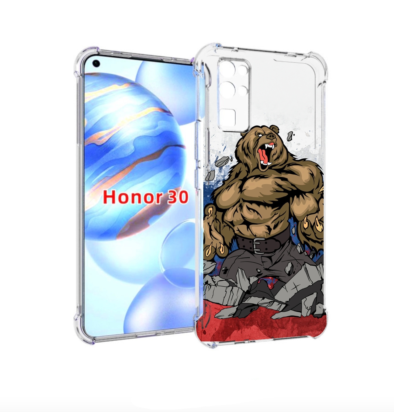 

Чехол бампер MyPads медведь защитник родины для Honor 30 (BMH-AN, Прозрачный, Tocco