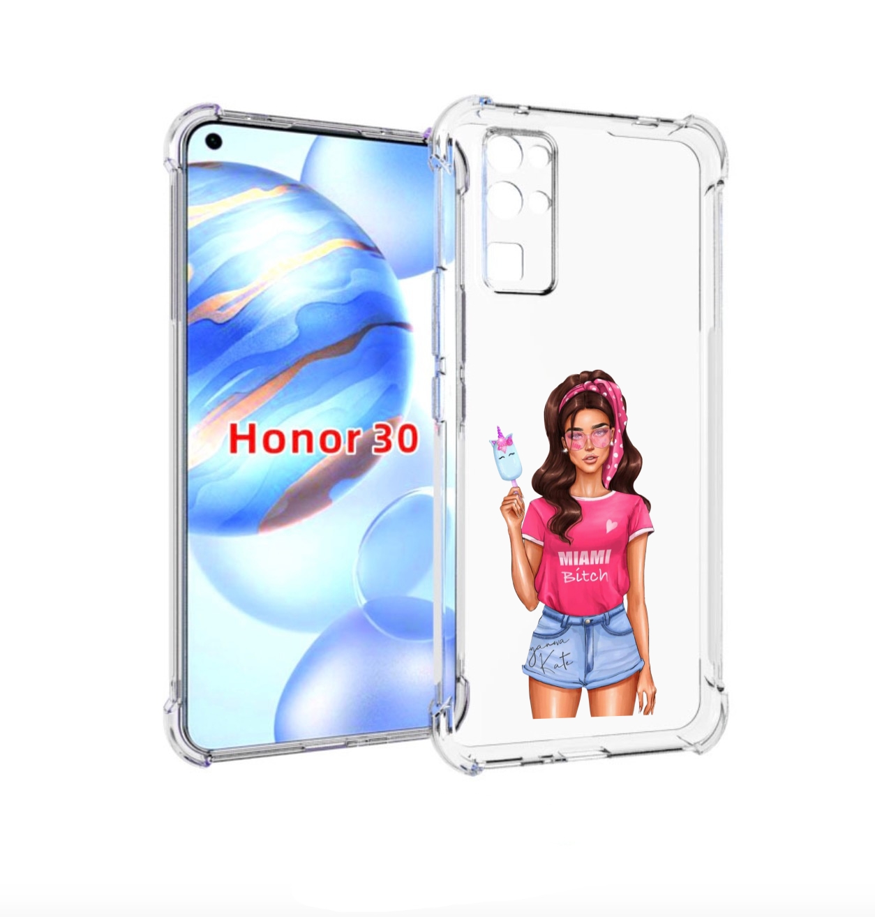 

Чехол бампер MyPads майами-битч женский для Honor 30 (BMH-AN10), Прозрачный, Tocco