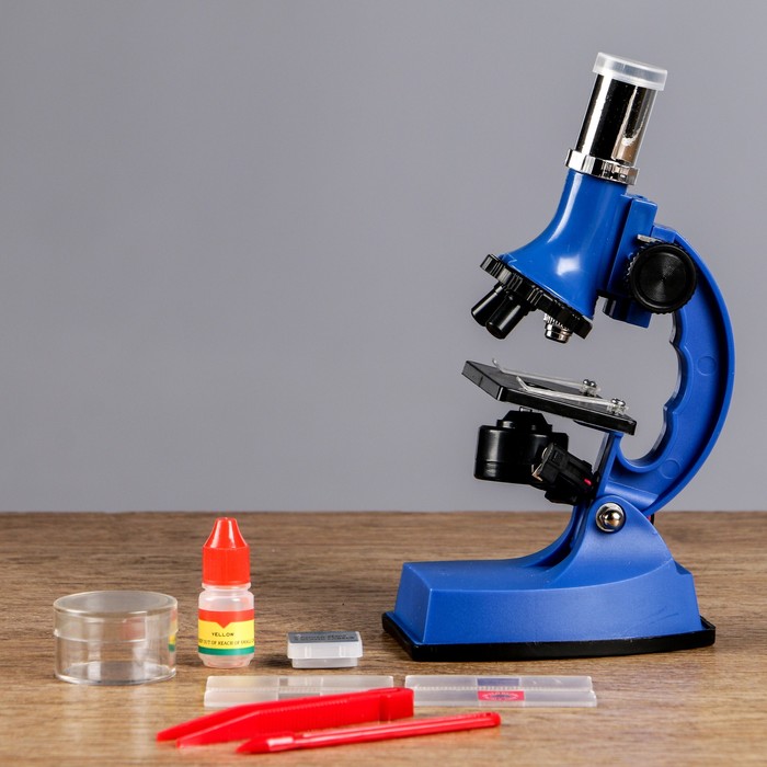Микроскоп, кратность увеличения 600х, 300х, 100х, с подсветкой, 2АА, синий микроскоп юннат 2п 1 с подсветкой синий