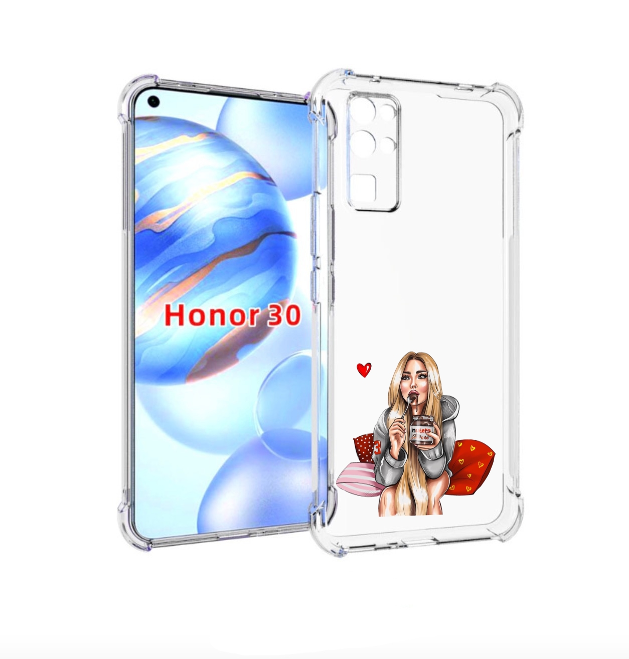 

Чехол бампер MyPads любительница-нутеллы женский для Honor 30 (B, Прозрачный, Tocco