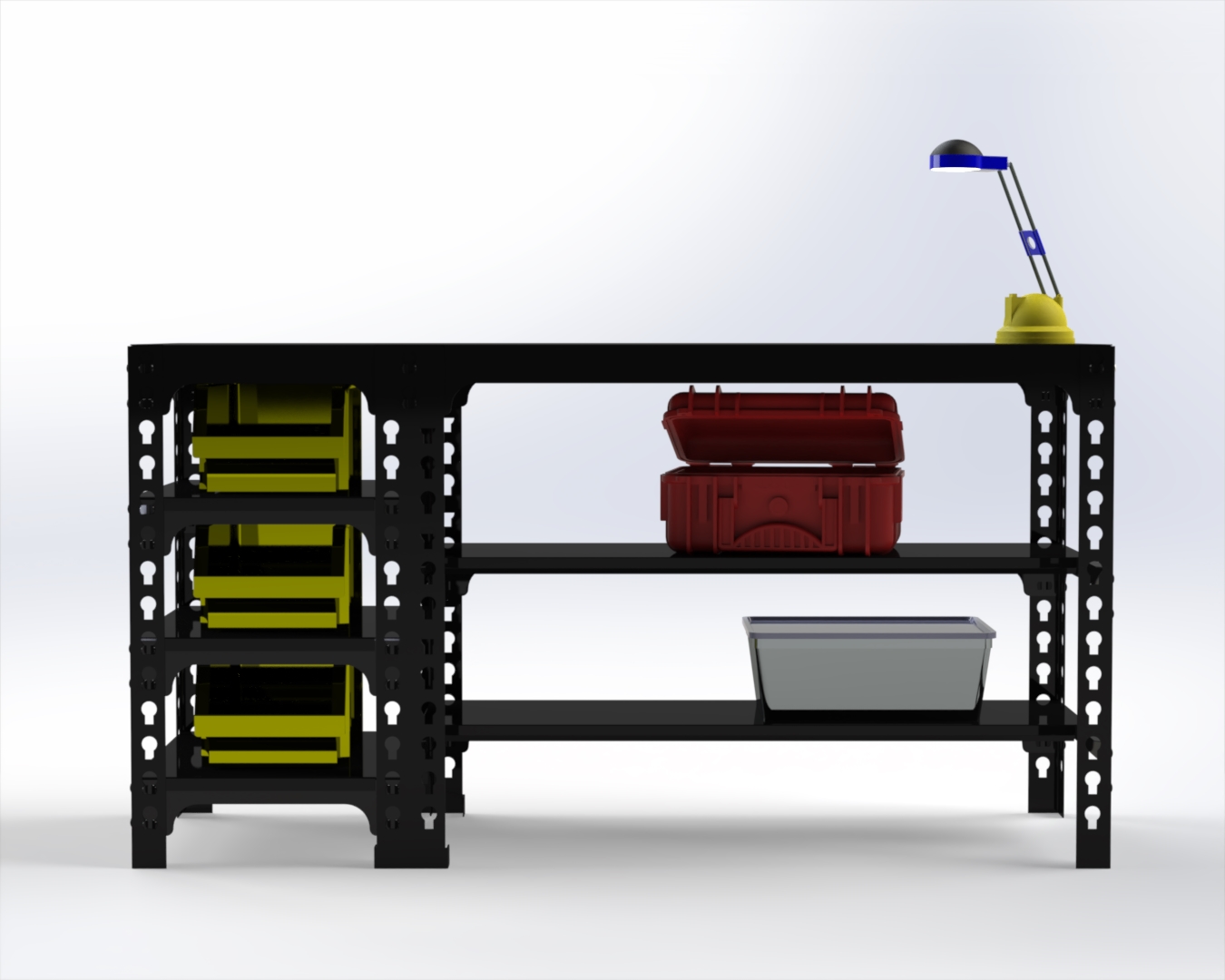 

Стол металлический Metalex 750х1400х600 с боковыми полками (чёрный)