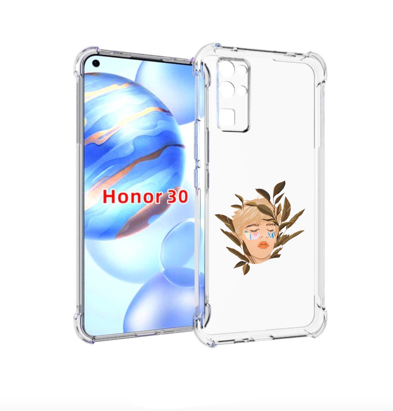 

Чехол бампер MyPads лицо-с-патчами для Honor 30 (BMH-AN10) проти, Прозрачный, Tocco