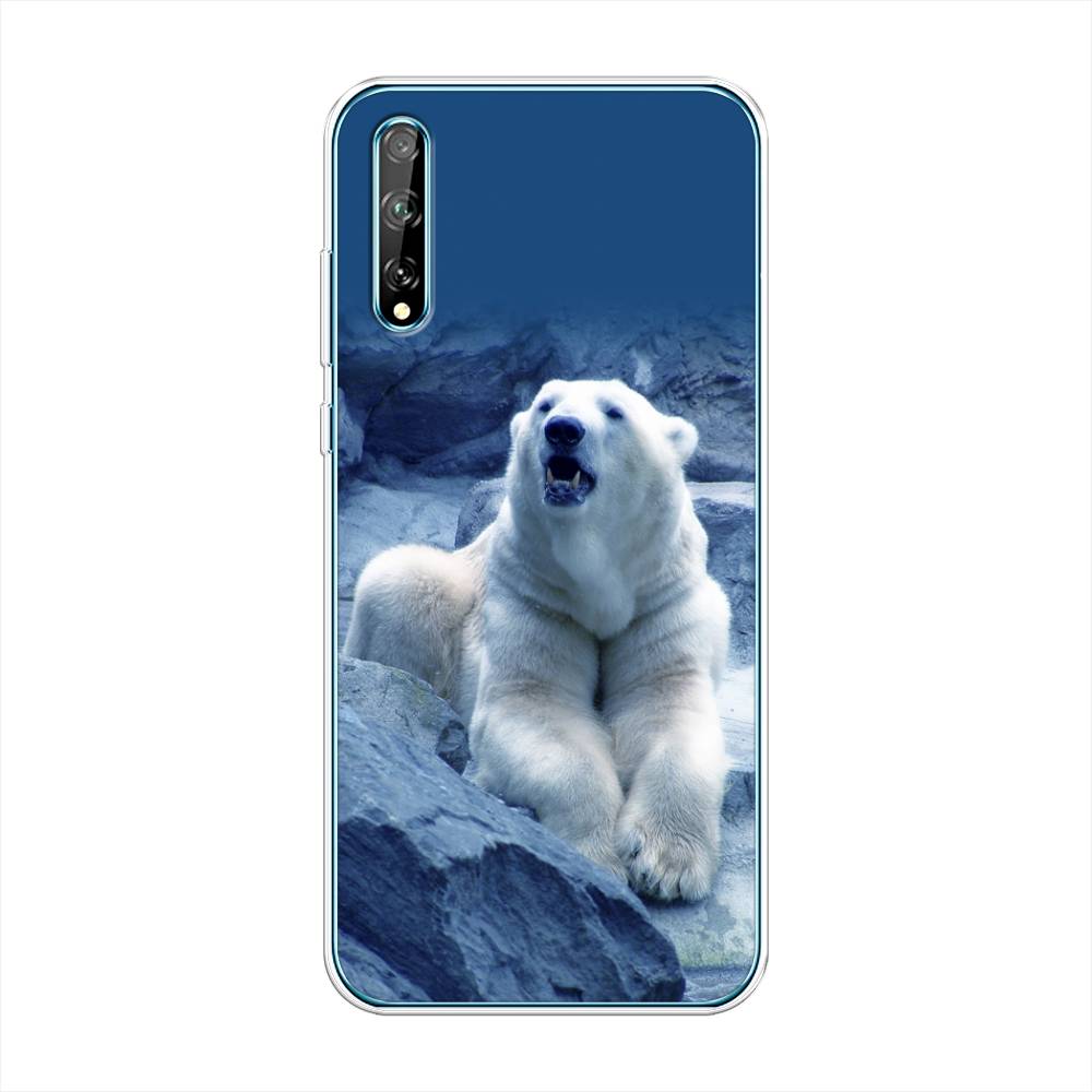 

Чехол на Huawei Y8p/P Smart S "Белый медведь", Голубой;белый, 6103450-1