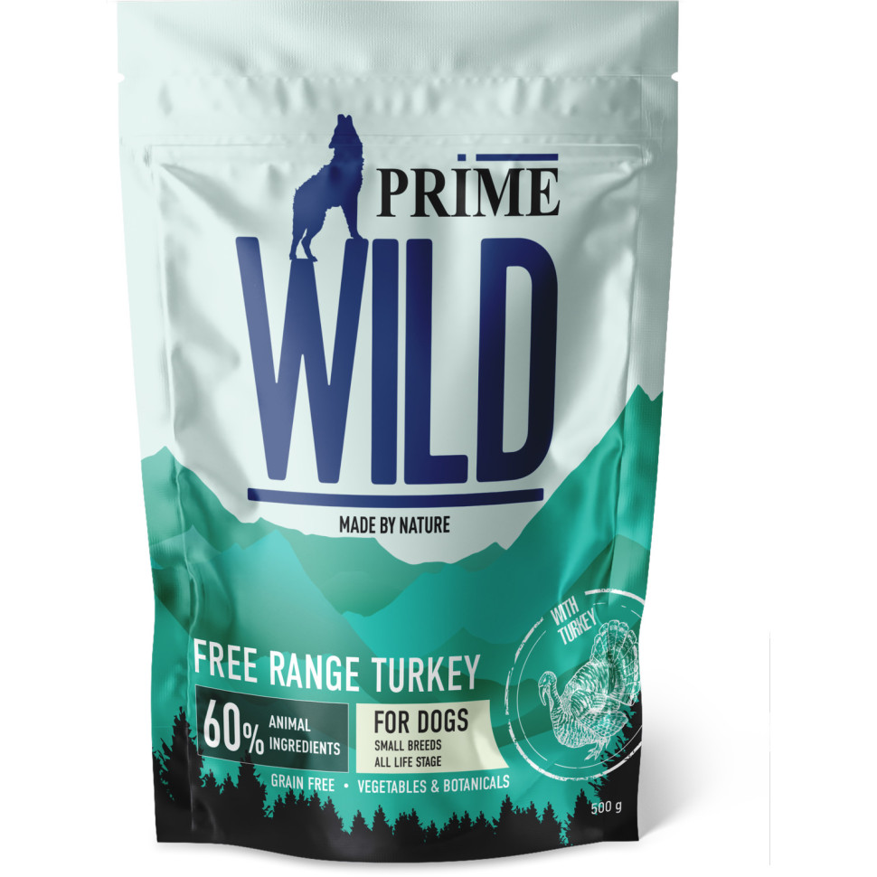 Сухой корм для собак Prime Wild GF Free Range с индейкой, 500 г