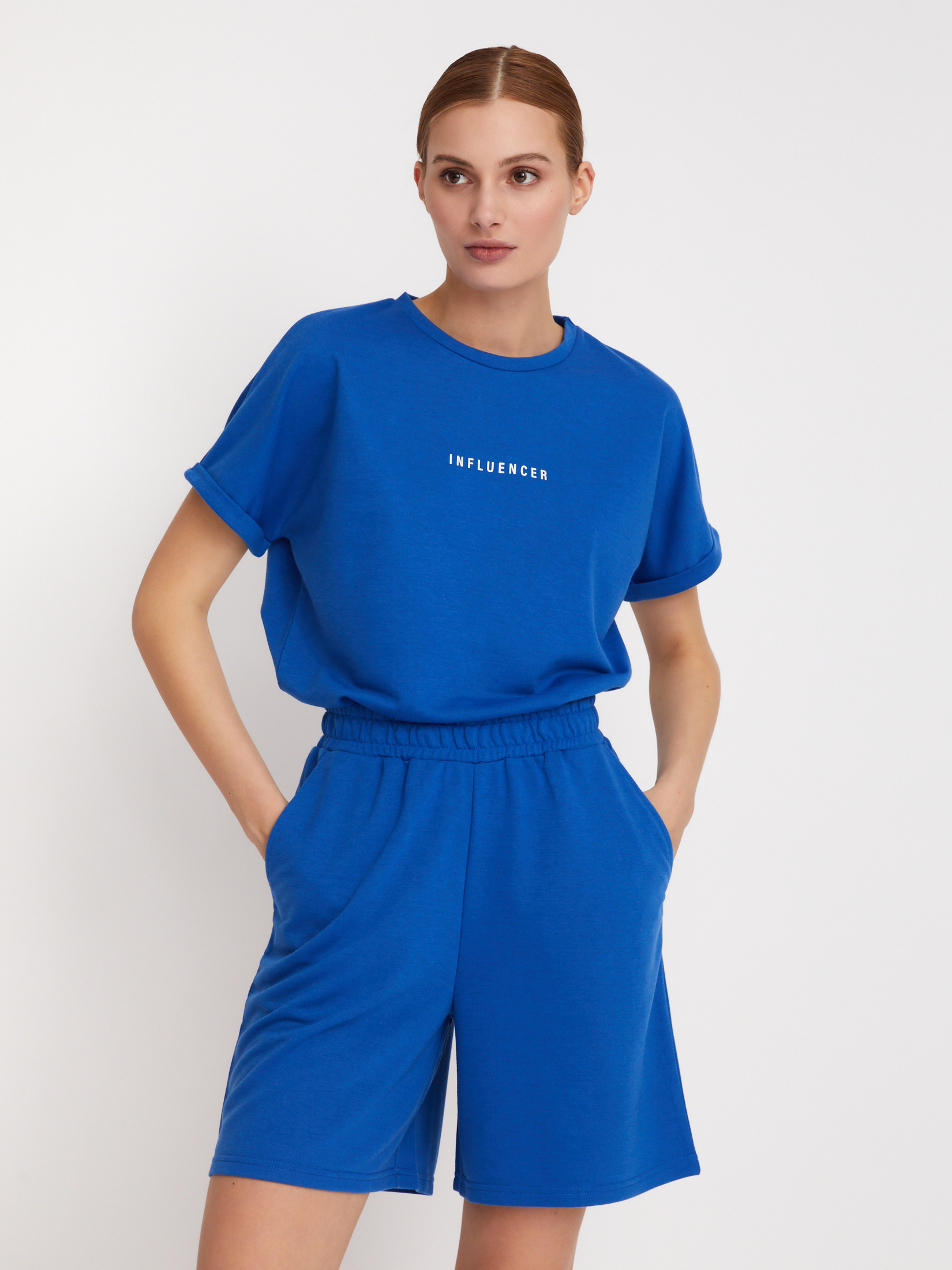 Трикотажные шорты женские Zolla 023247J100135000 синие XS