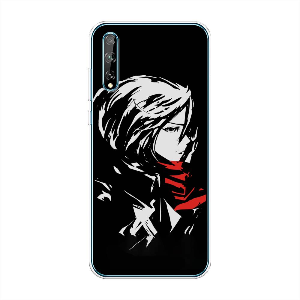 

Чехол на Huawei Y8p "Микаса минимализм", Черный;серый;красный, 6103450-4