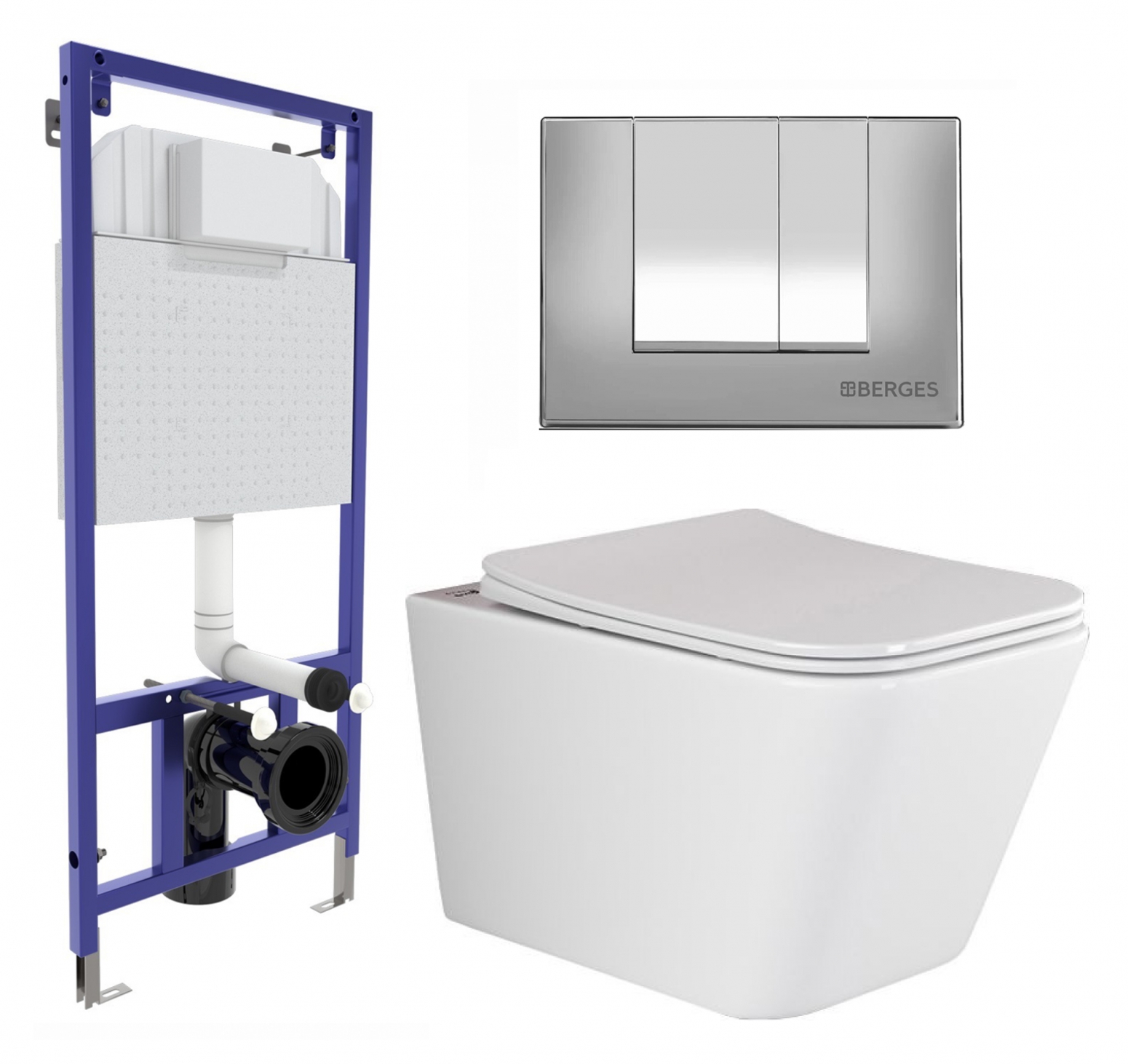 

Комплект: инсталляция Berges Wasserhaus + унитаз Metric Rimless + кнопка хром, 534842
