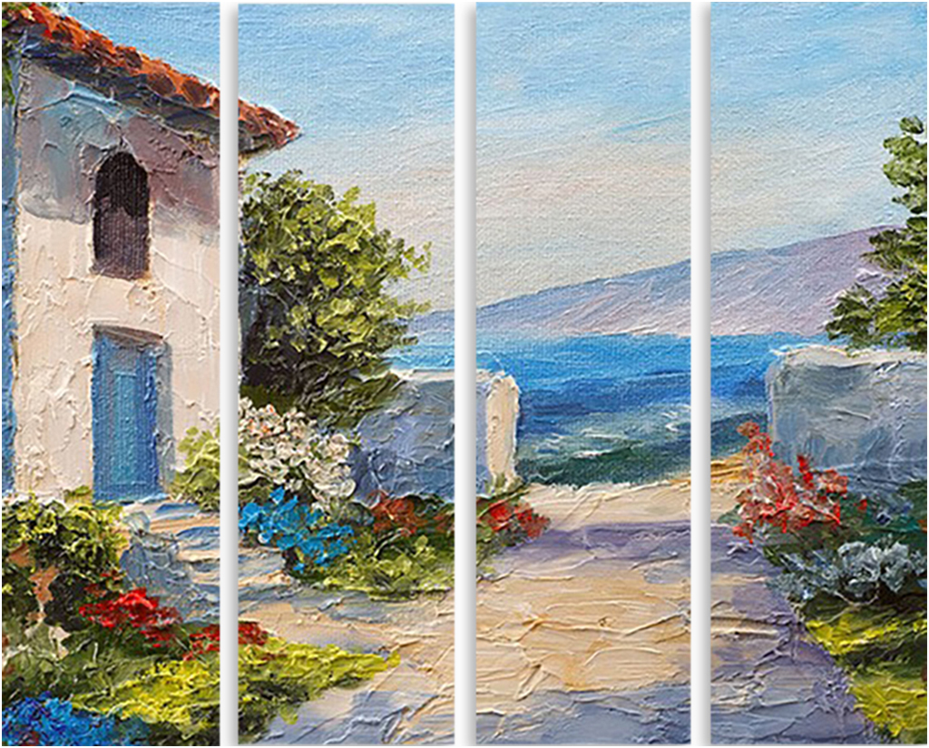 

Картина модульная на холсте Модулка Деревенская улочка 150x128 см, 3984