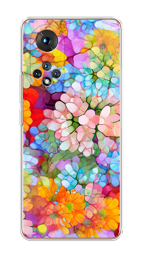 

Чехол на Huawei Honor 50 "Цветы витраж", Оранжевый;розовый;голубой, 6105450-3