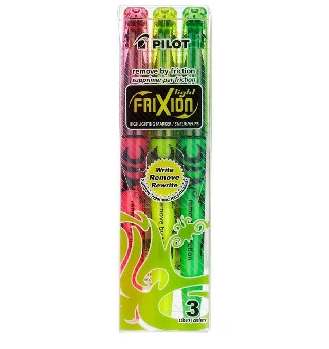 Маркер-текстовыделитель Pilot Frixion Light 1-3мм желтый/оранжевый/зеленый 3шт 12 уп