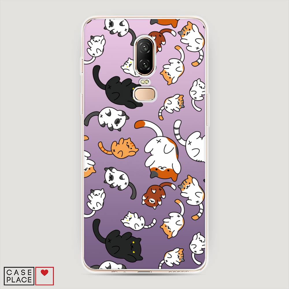 

Чехол Awog на OnePlus 6 / ВанПлас 6 "Котопад", Фиолетовый;белый, 150550-7