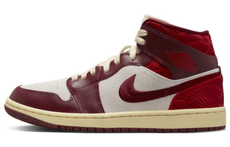

Кеды унисекс Jordan Air Jordan 1 Mid SE WMNS Tiki Leaf красные 35.5 EU, Красный, Air Jordan 1 Mid SE WMNS Tiki Leaf
