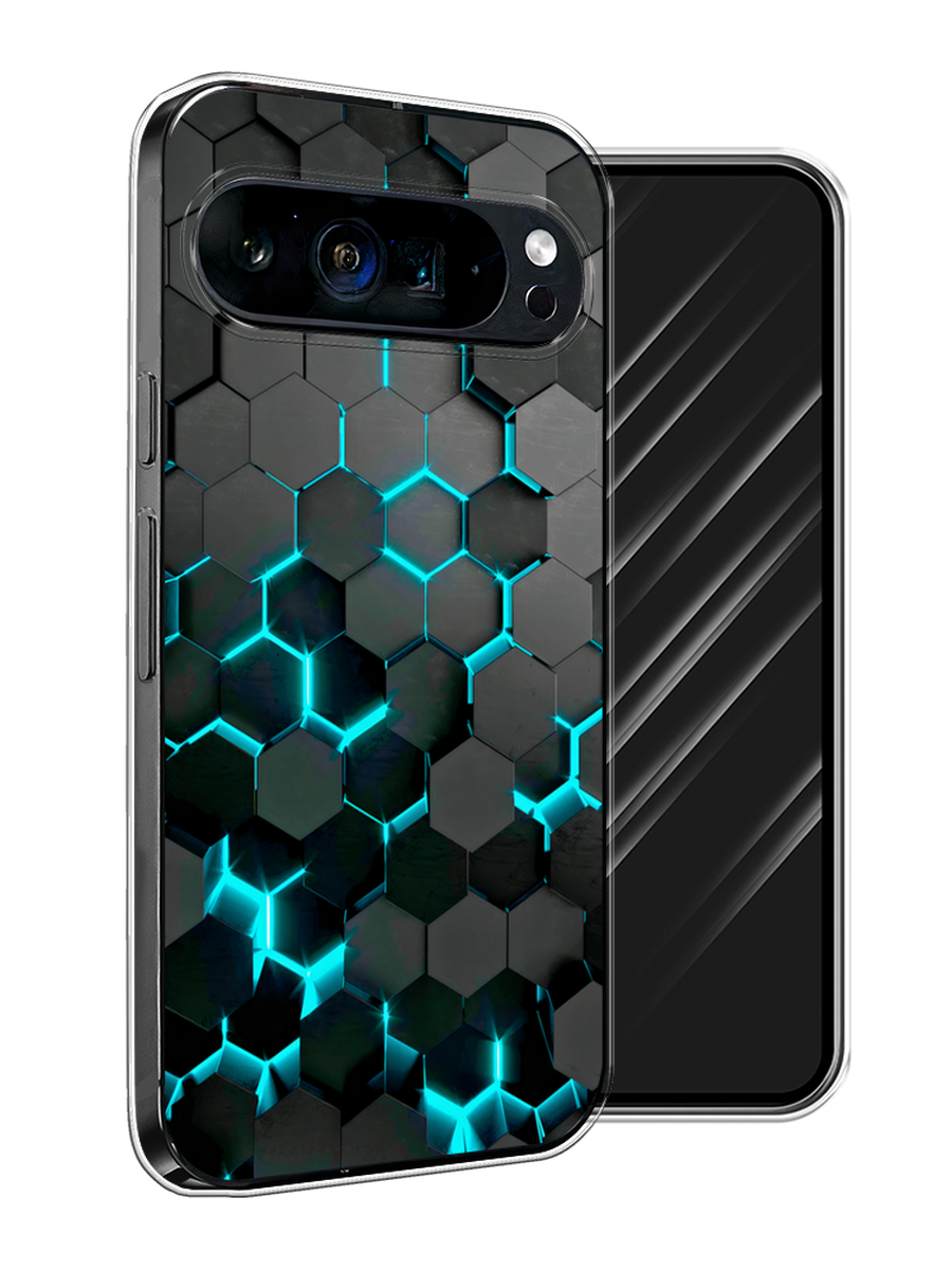 

Чехол Awog на Google Pixel 9 Pro XL "Соты бирюзовые", Черный;бирюзовый;синий, 272150-1