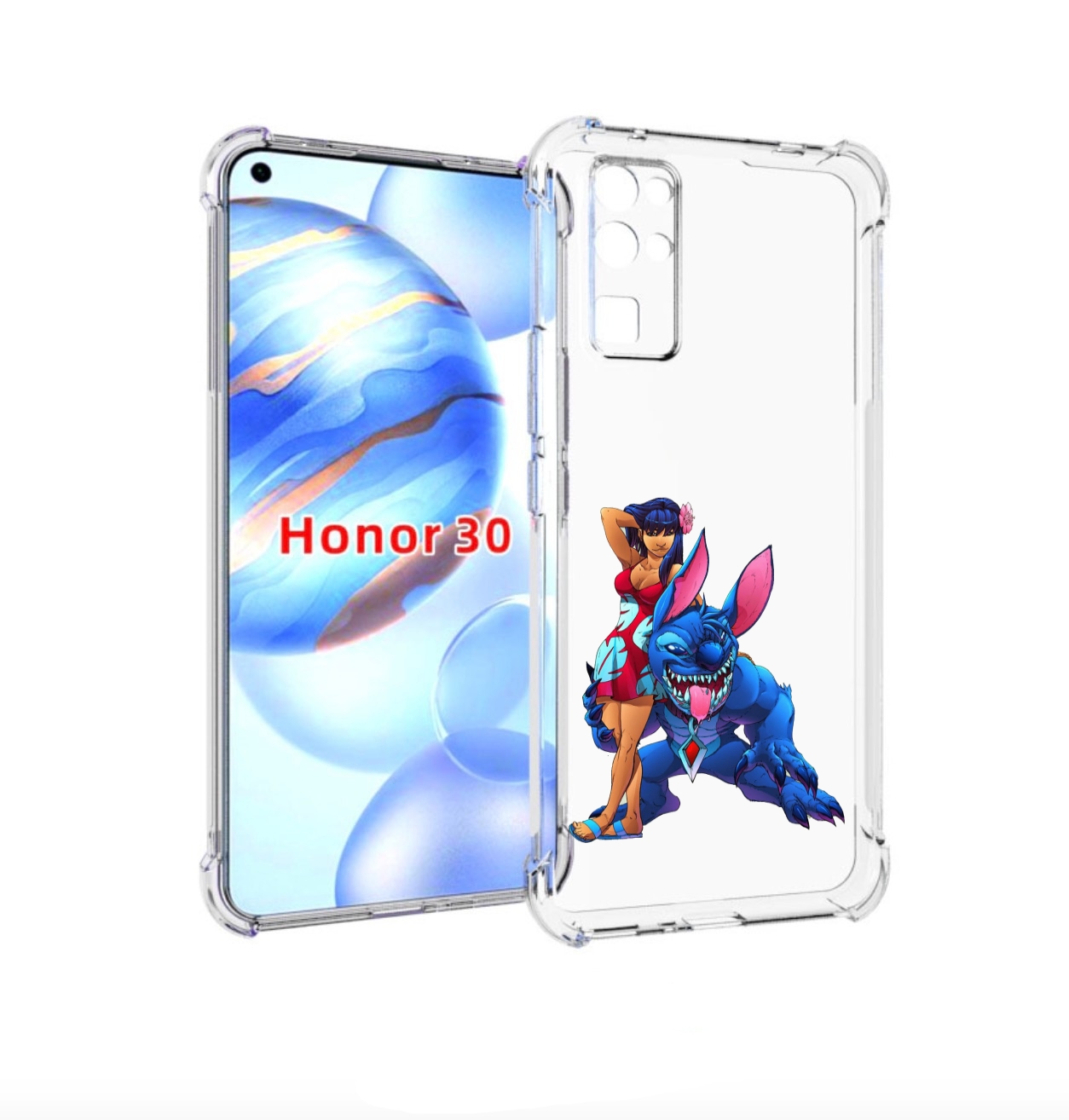 

Чехол бампер MyPads лило и накаченный стич детский для Honor 30, Прозрачный, Tocco