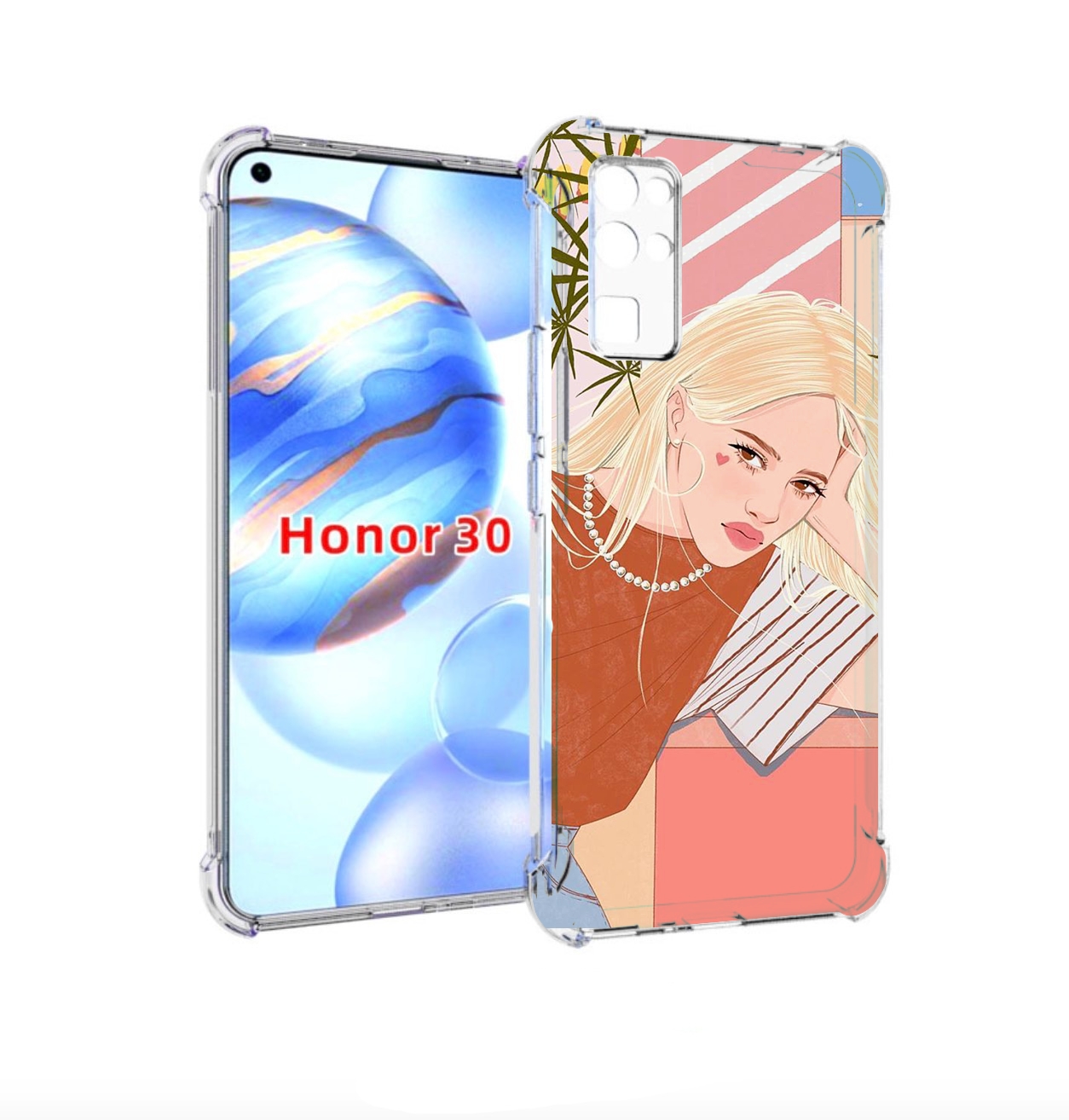 

Чехол бампер MyPads летняя-девочка женский для Honor 30 (BMH-AN1, Прозрачный, Tocco