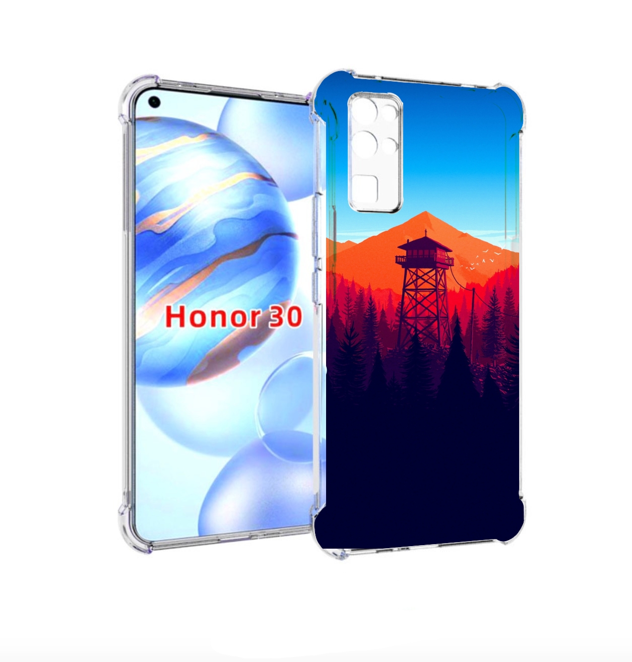 

Чехол бампер MyPads лес с оранжевыми горами для Honor 30 (BMH-AN, Прозрачный, Tocco