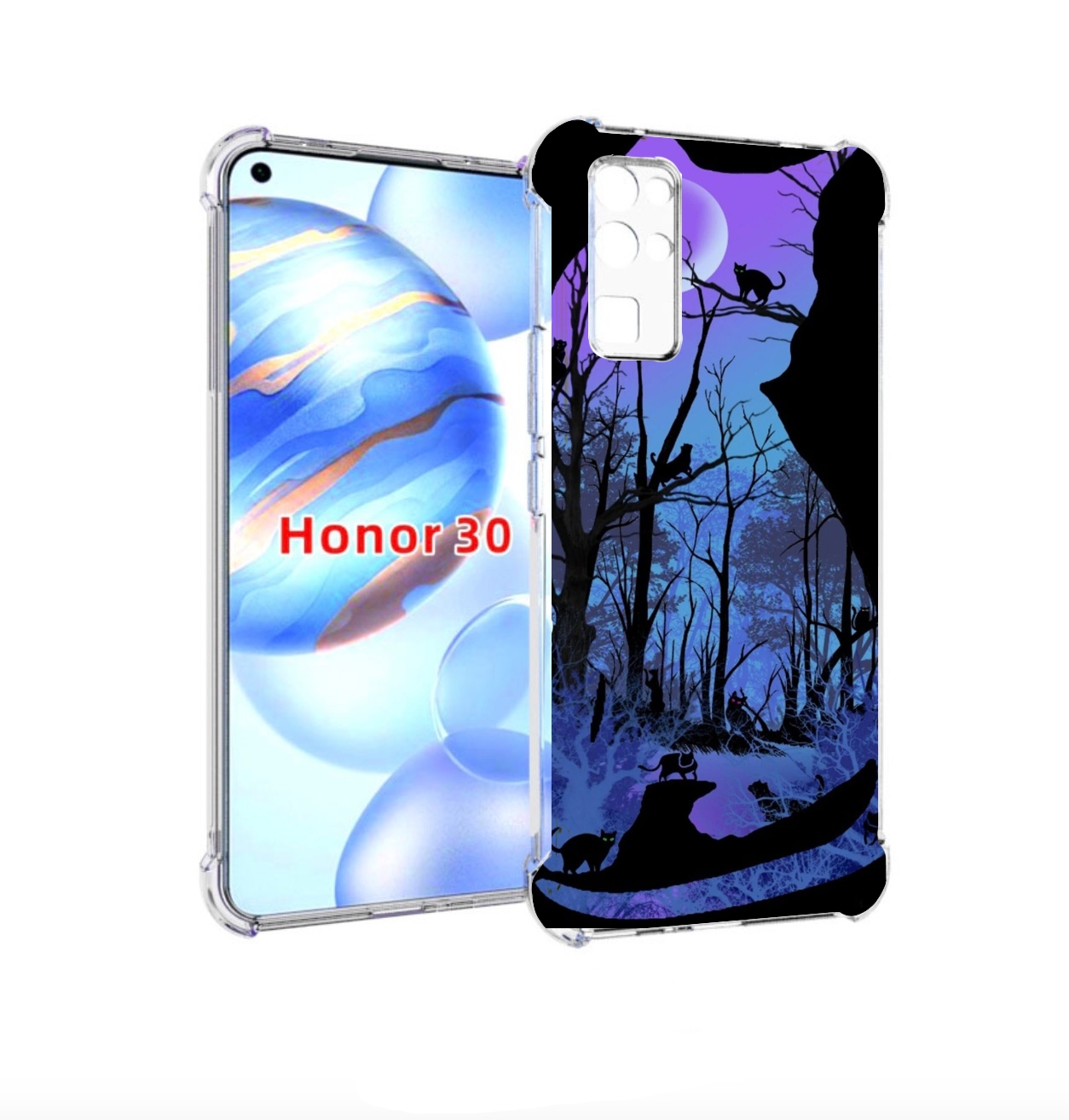 

Чехол бампер MyPads лес внутри кота для Honor 30 (BMH-AN10) прот, Прозрачный, Tocco