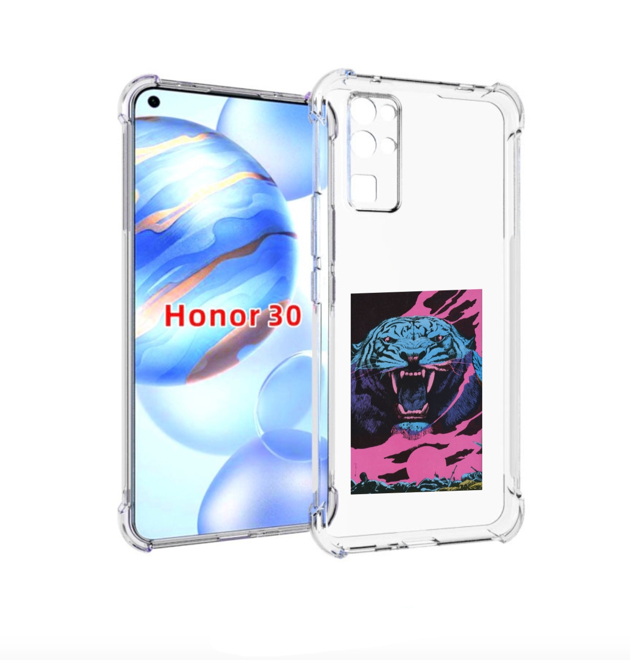 

Чехол бампер MyPads лев с розовыми зубами для Honor 30 (BMH-AN10, Прозрачный, Tocco
