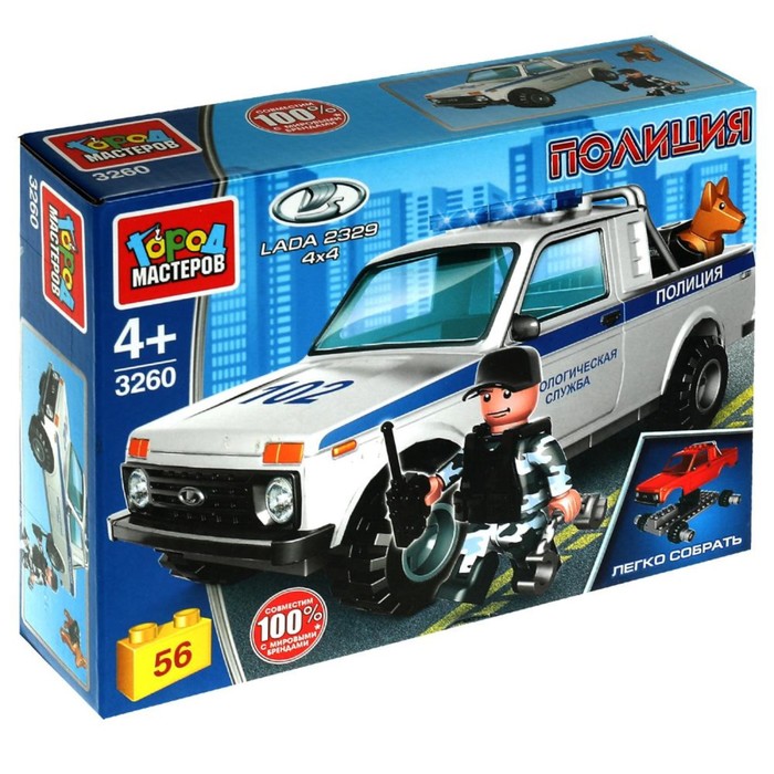 

Конструктор "LADA 4х4 Пикап: полиция", 56 дет. 3260-CY