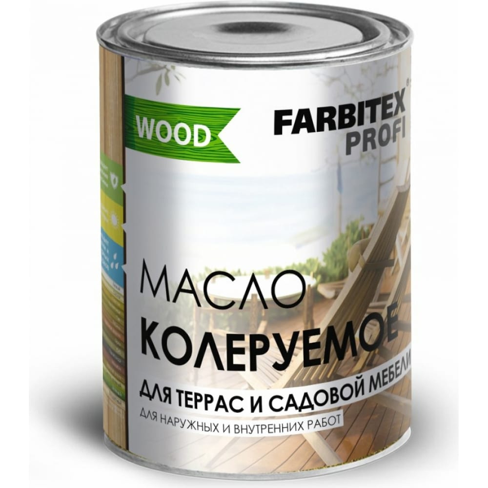 Колеруемое масло для террас и садовой мебели FARBITEX (тик; 0.9 л) 4300005056