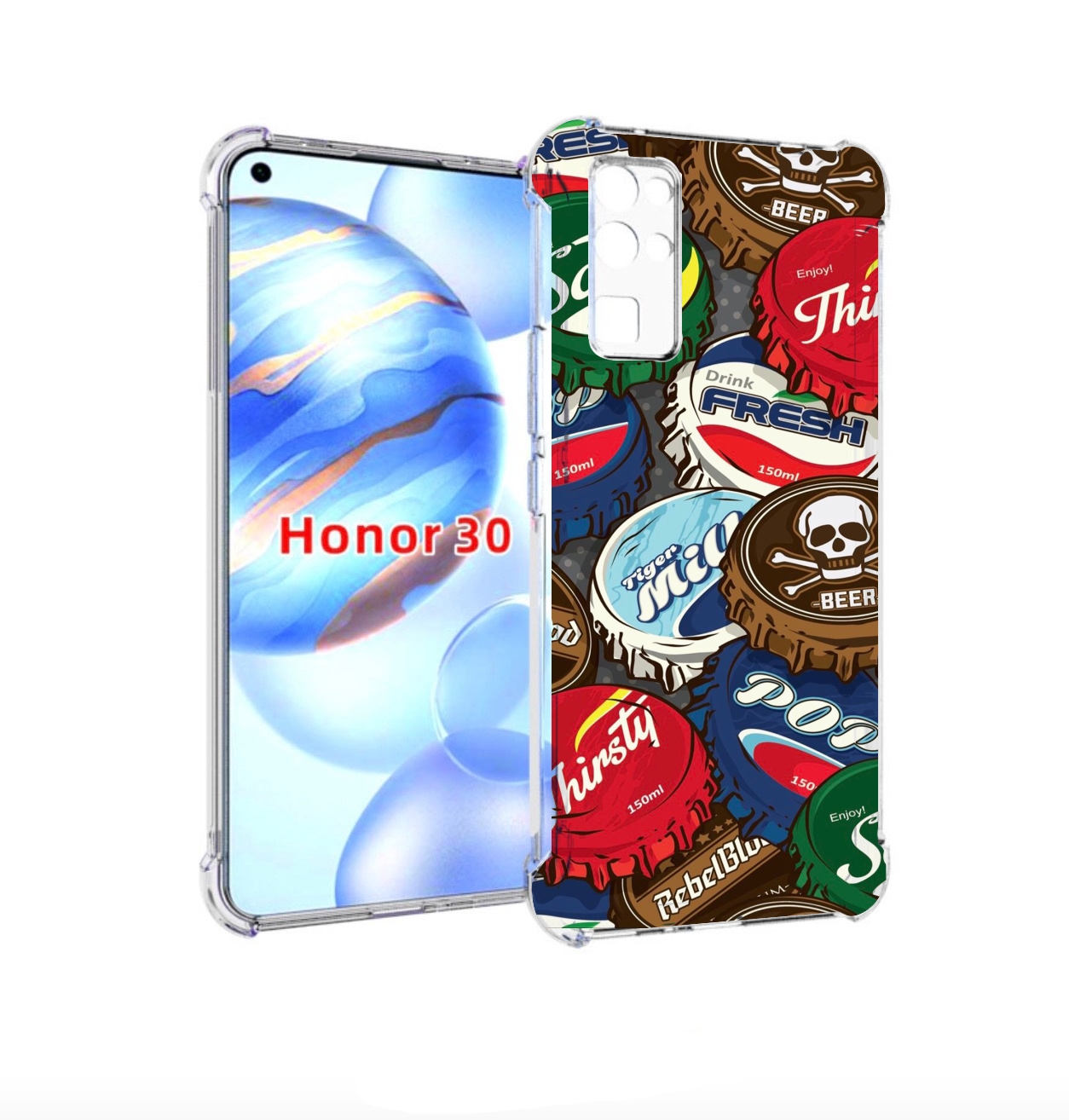 

Чехол бампер MyPads крышки от баночек для Honor 30 (BMH-AN10) пр, Прозрачный, Tocco