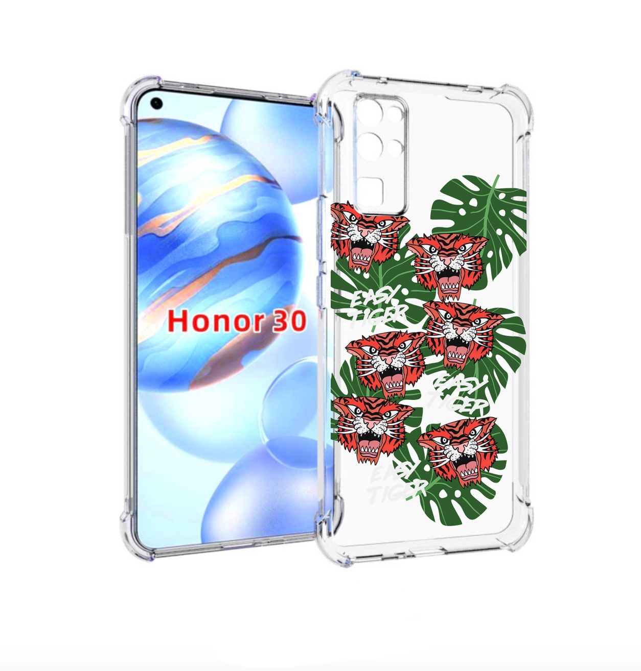 

Чехол бампер MyPads красные-тигры для Honor 30 (BMH-AN10) против, Прозрачный, Tocco