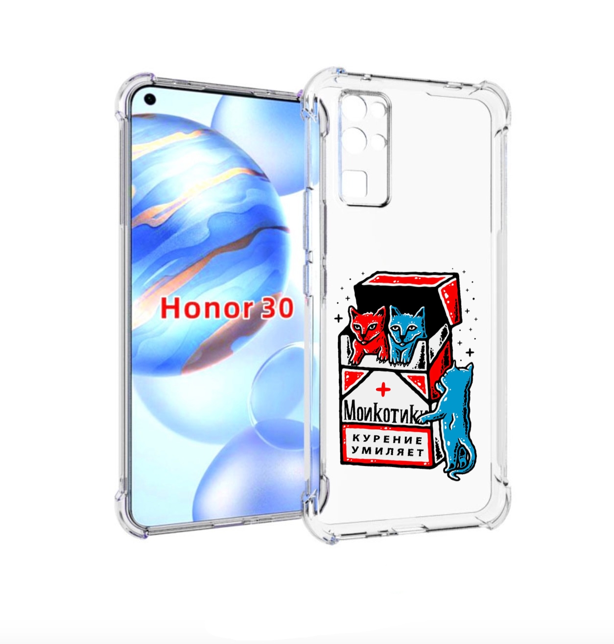 

Чехол бампер MyPads красно-синие-коты для Honor 30 (BMH-AN10) пр, Прозрачный, Tocco