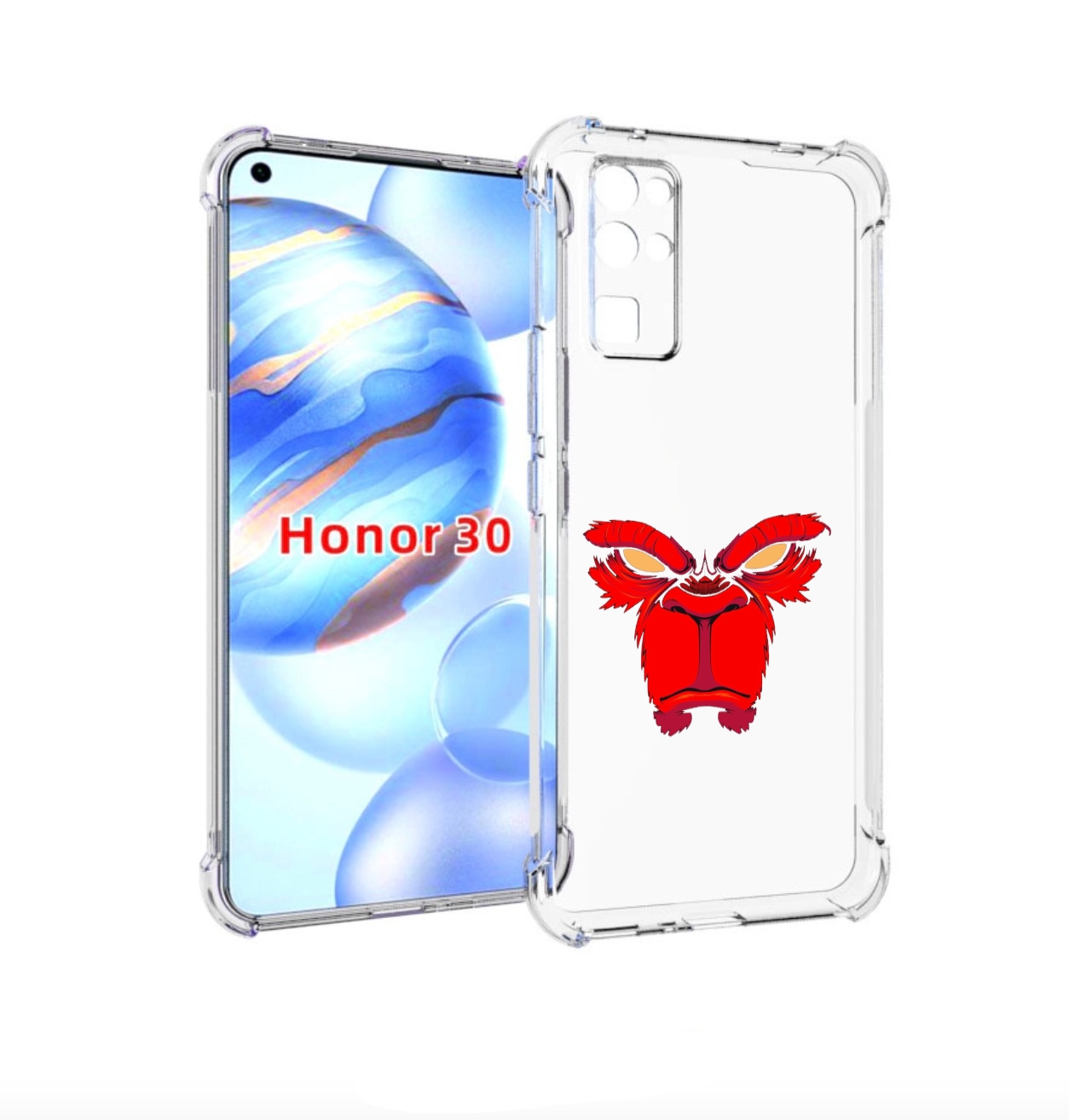 

Чехол бампер MyPads красная обезьяна в темноте для Honor 30 (BMH, Прозрачный, Tocco