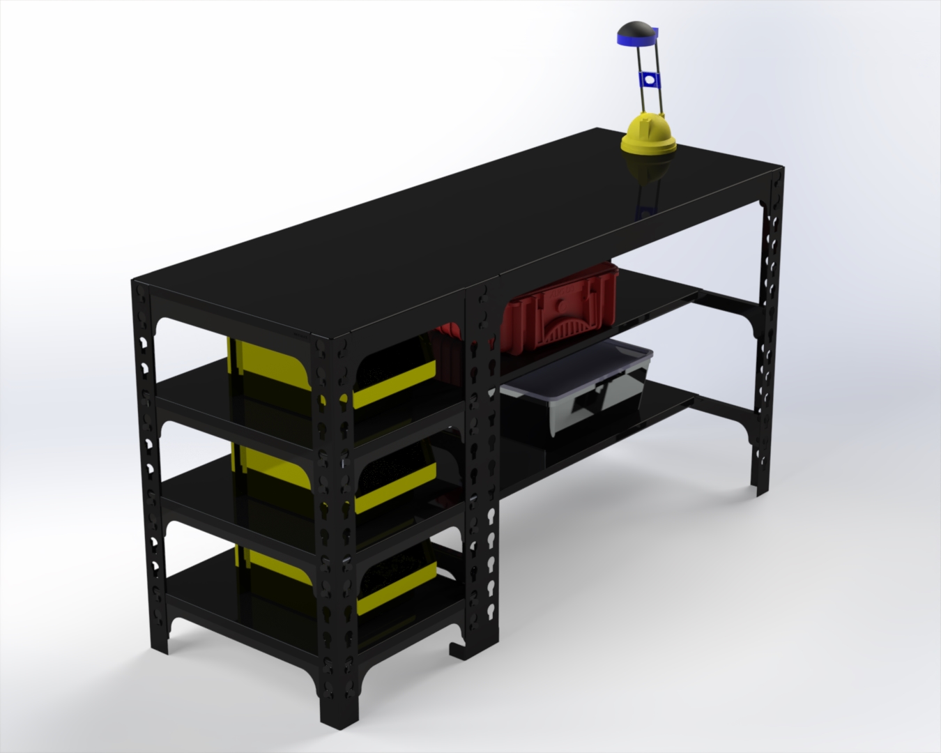 

Стол металлический Metalex 750х1600х400 с боковыми полками (чёрный)