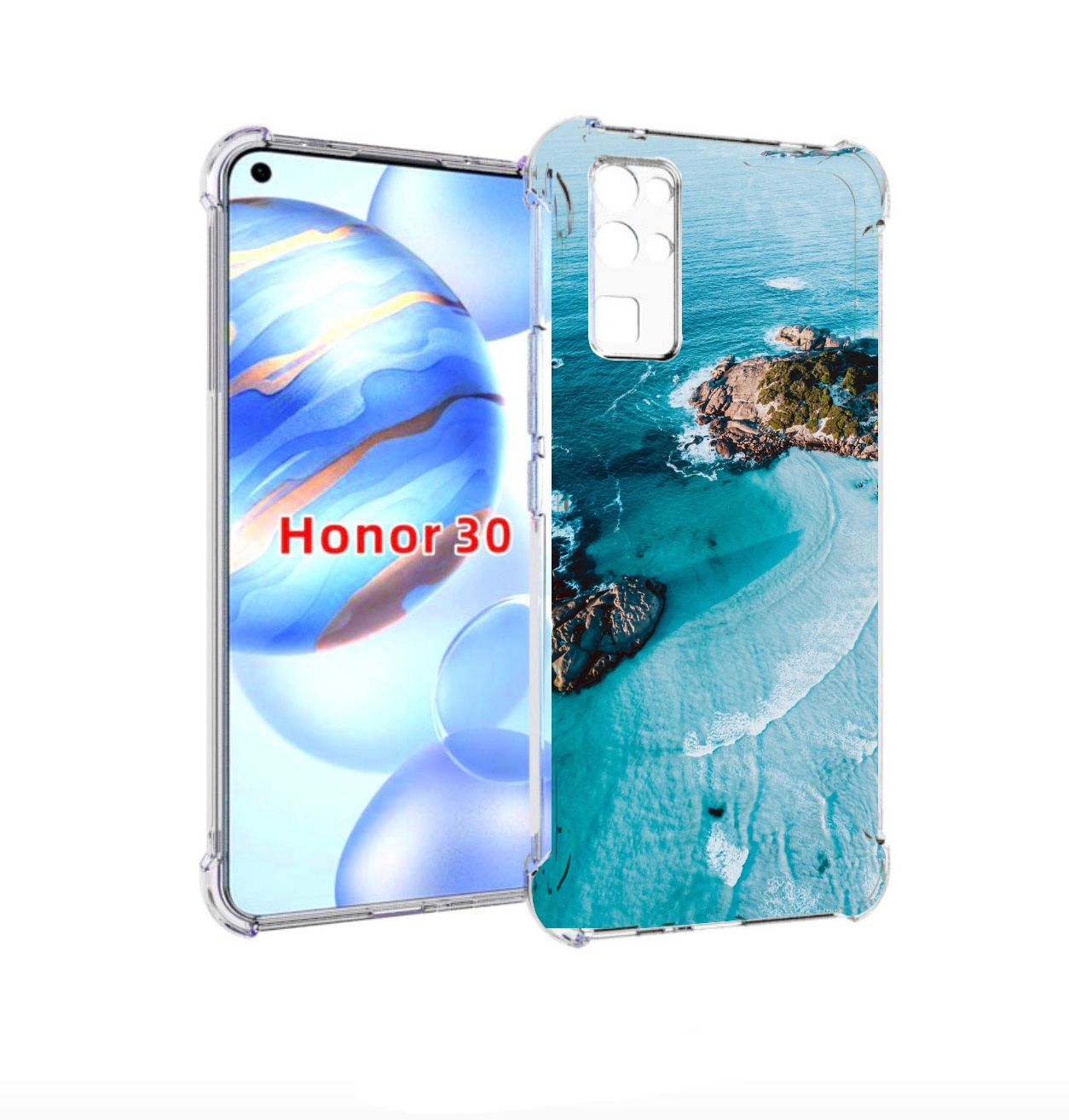 

Чехол бампер MyPads красивый голубой залив для Honor 30 (BMH-AN1, Прозрачный, Tocco