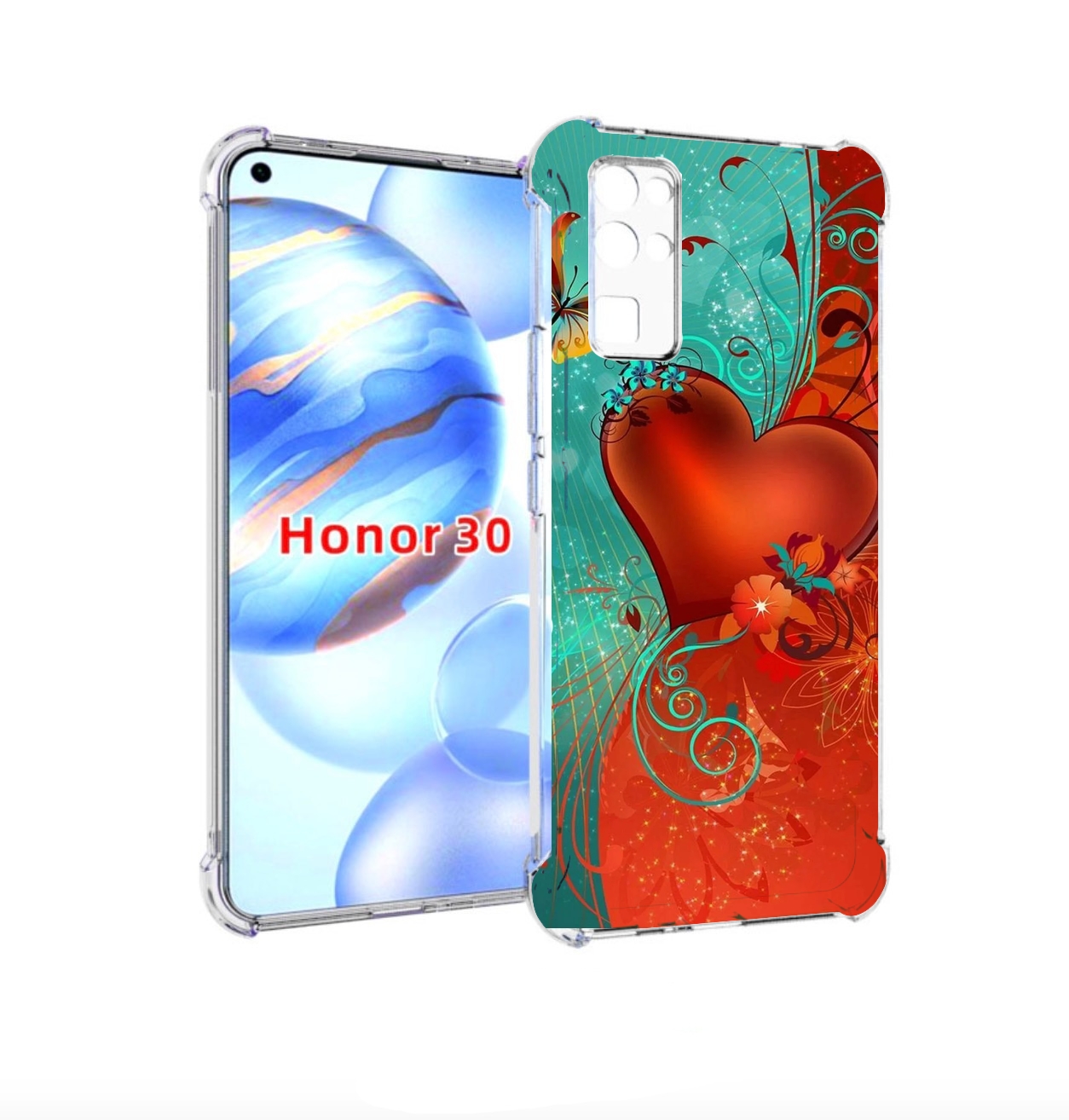 

Чехол бампер MyPads красивые-яркие-сердечки для Honor 30 (BMH-AN, Прозрачный, Tocco