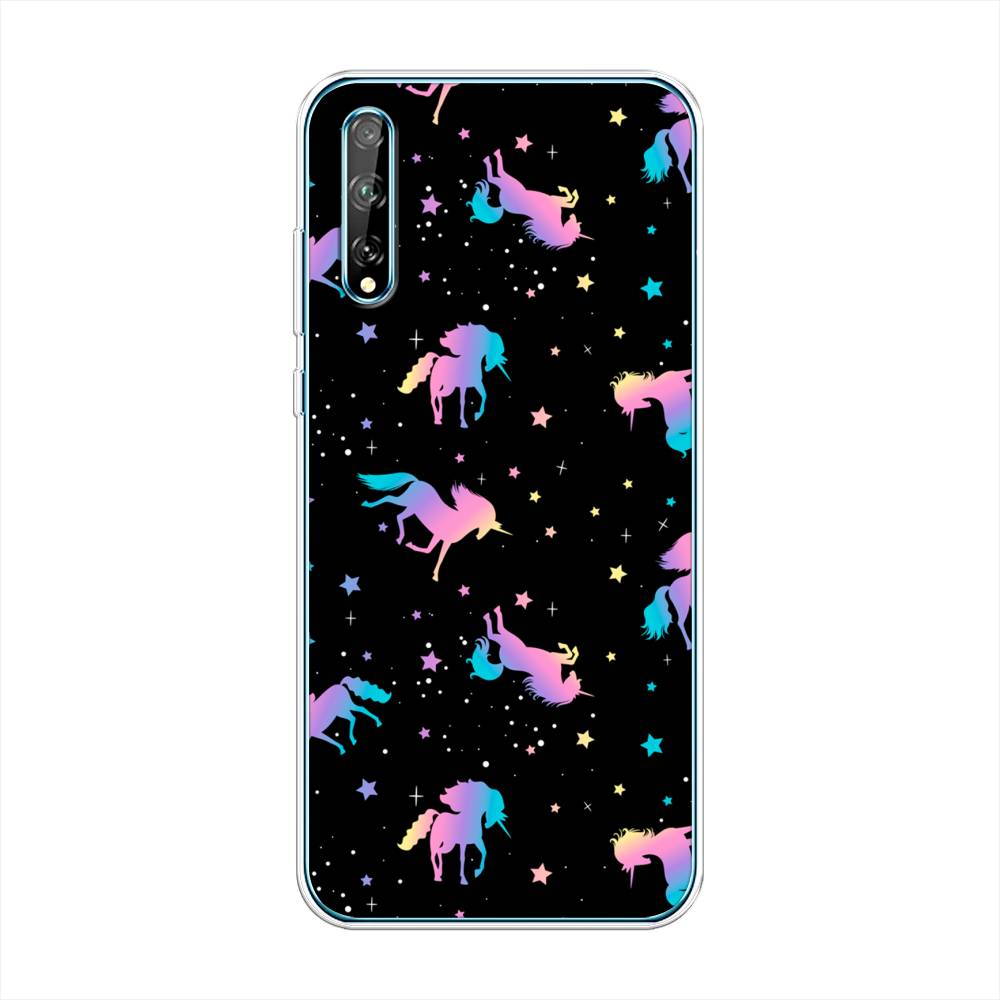 

Чехол на Huawei Y8p "Единороги градиент", Черный;розовый;голубой, 6103450-1