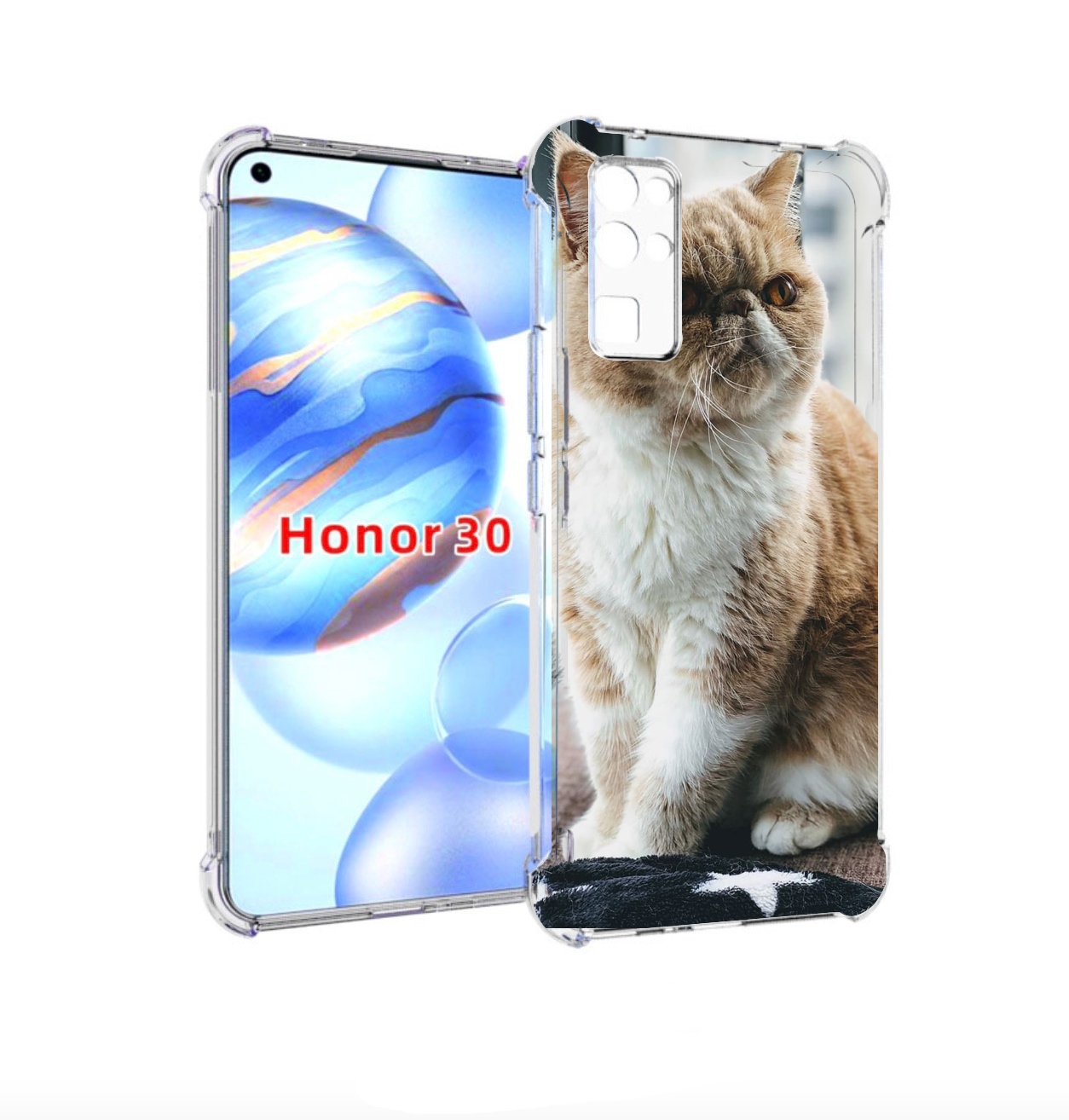 Чехол бампер MyPads кошка экзот для Honor 30 (BMH-AN10) противоу