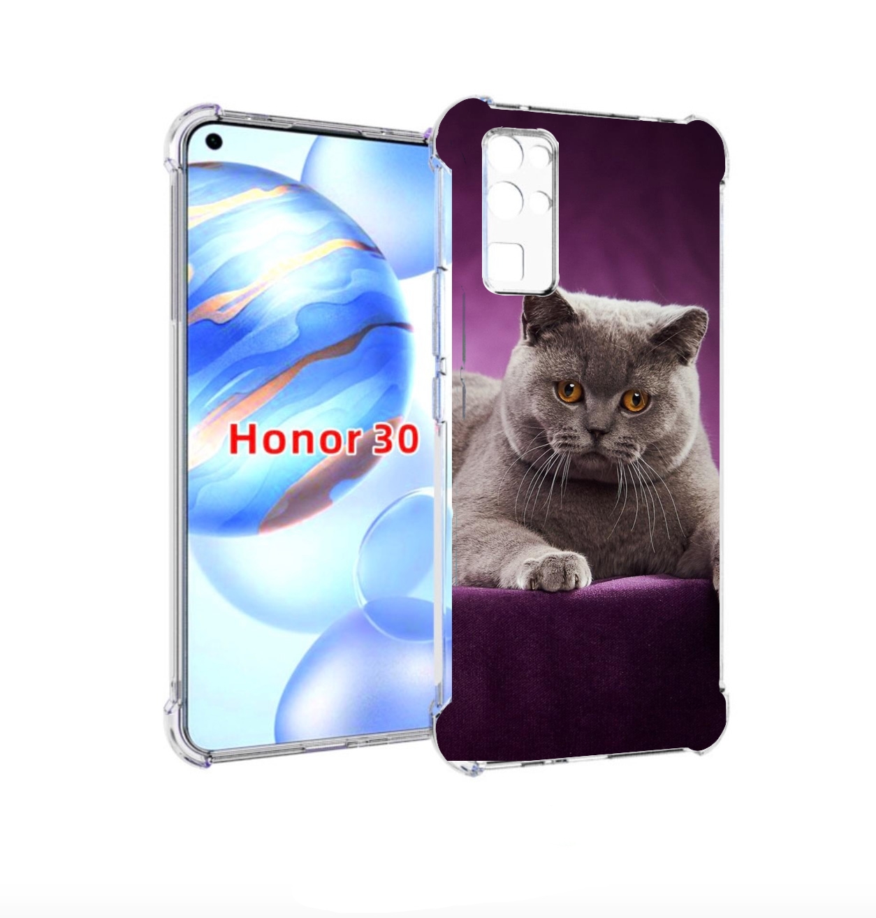 Чехол бампер MyPads кошка британская короткая для Honor 30 (BMH-