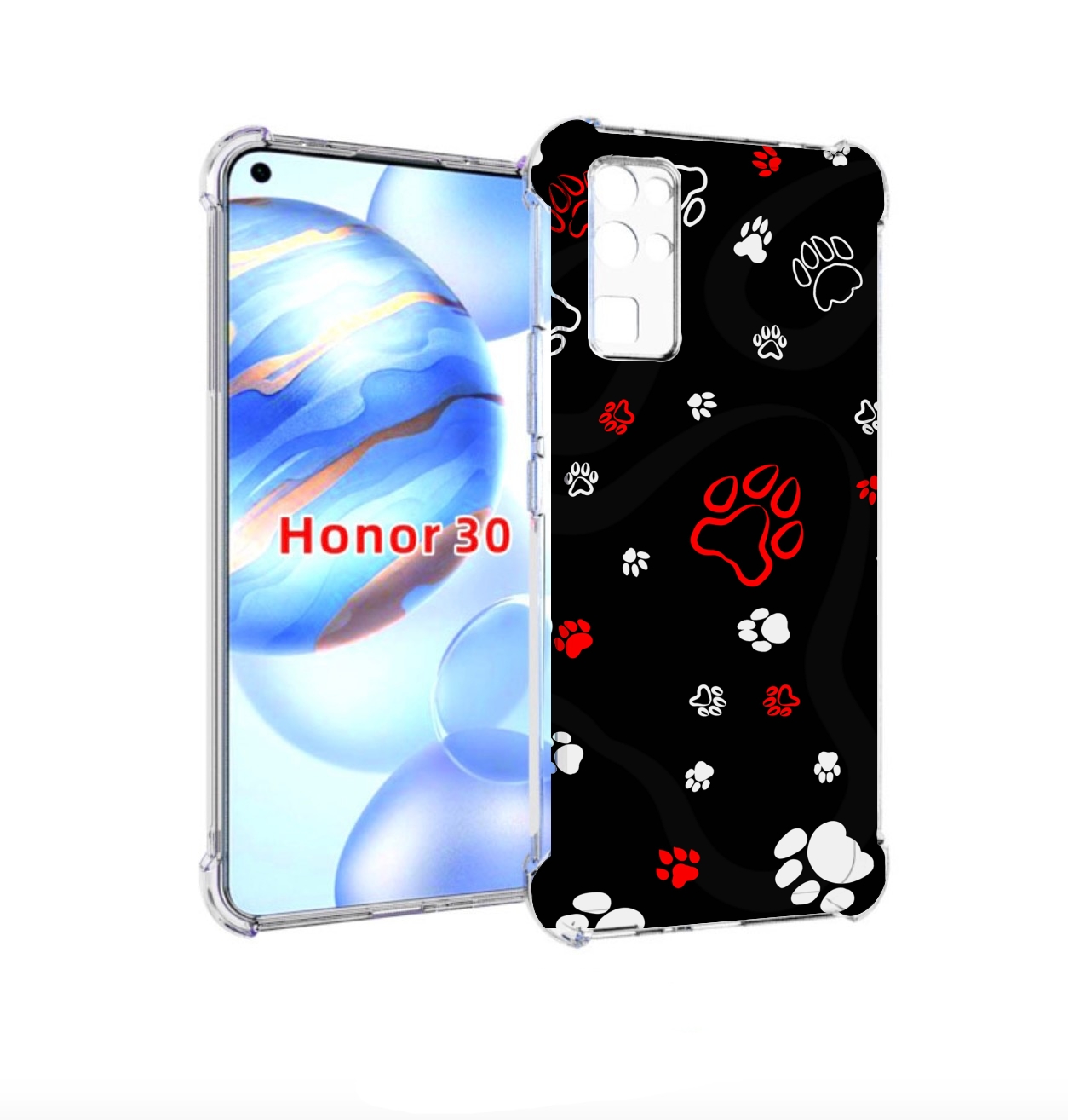 

Чехол бампер MyPads кошачьи-лапки для Honor 30 (BMH-AN10) против, Прозрачный, Tocco