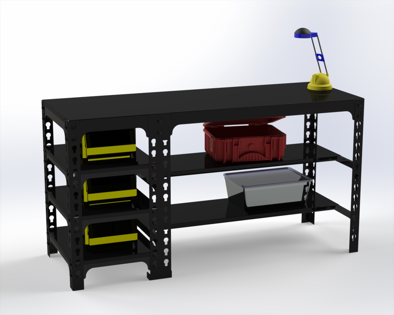 

Стол металлический Metalex 750х1400х400 с боковыми полками (чёрный)