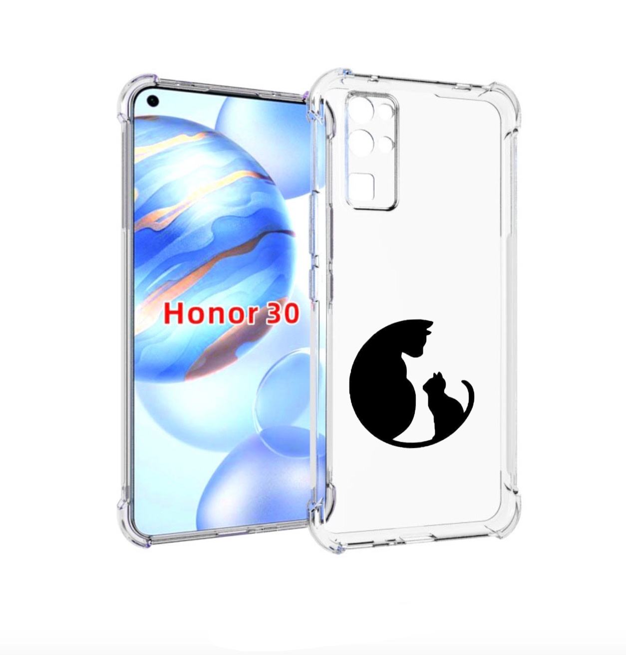 

Чехол бампер MyPads коты в полукруге для Honor 30 (BMH-AN10) про, Прозрачный, Tocco
