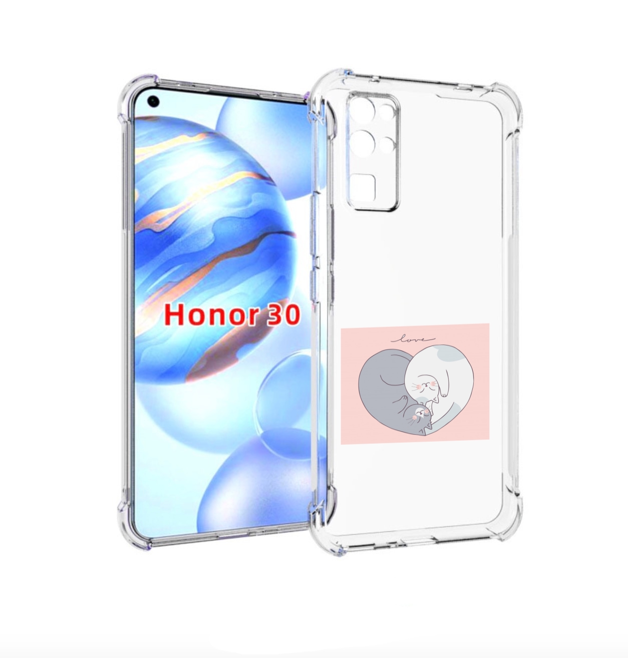

Чехол бампер MyPads котики-в-форме-сердца для Honor 30 (BMH-AN10, Прозрачный, Tocco