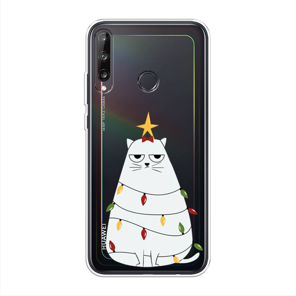 

Чехол на Huawei Y7p "Котик в гирлянде", Белый;красный;желтый, 6103350-1