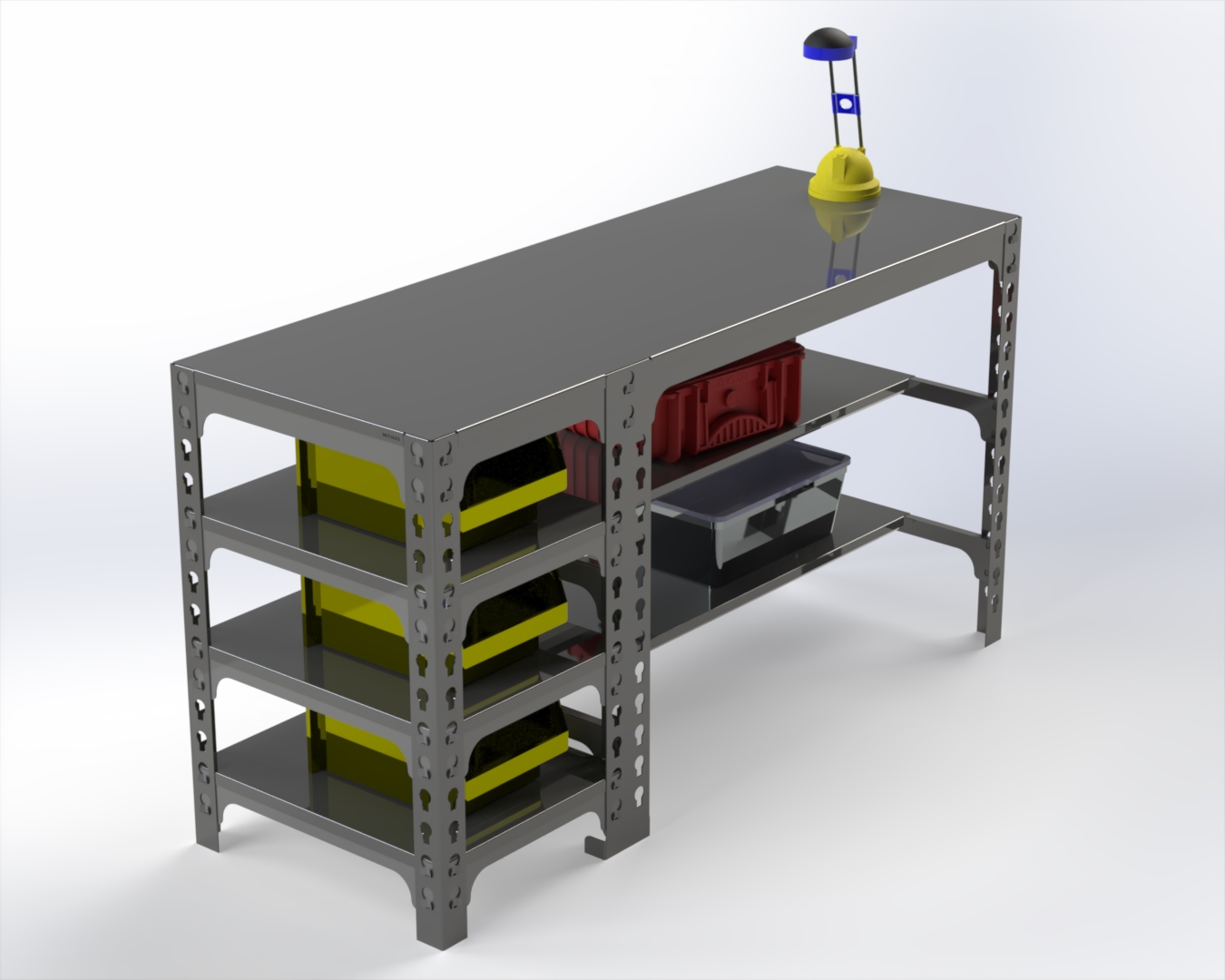 

Стол металлический Metalex 750х1600х600 с боковыми полками (серый)