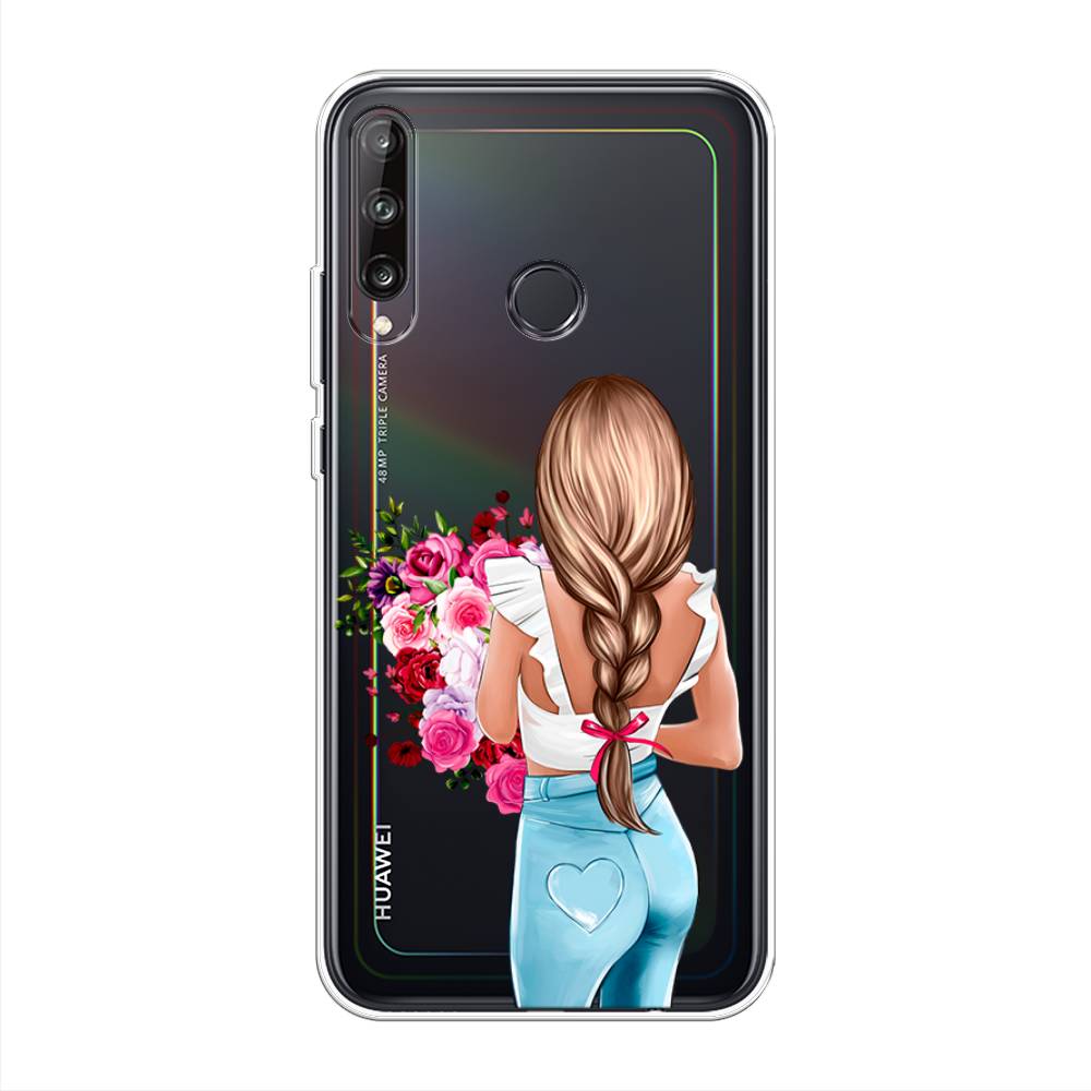 

Чехол на Huawei Y7p "Девушка с цветами", Коричневый;розовый;голубой, 6103350-6