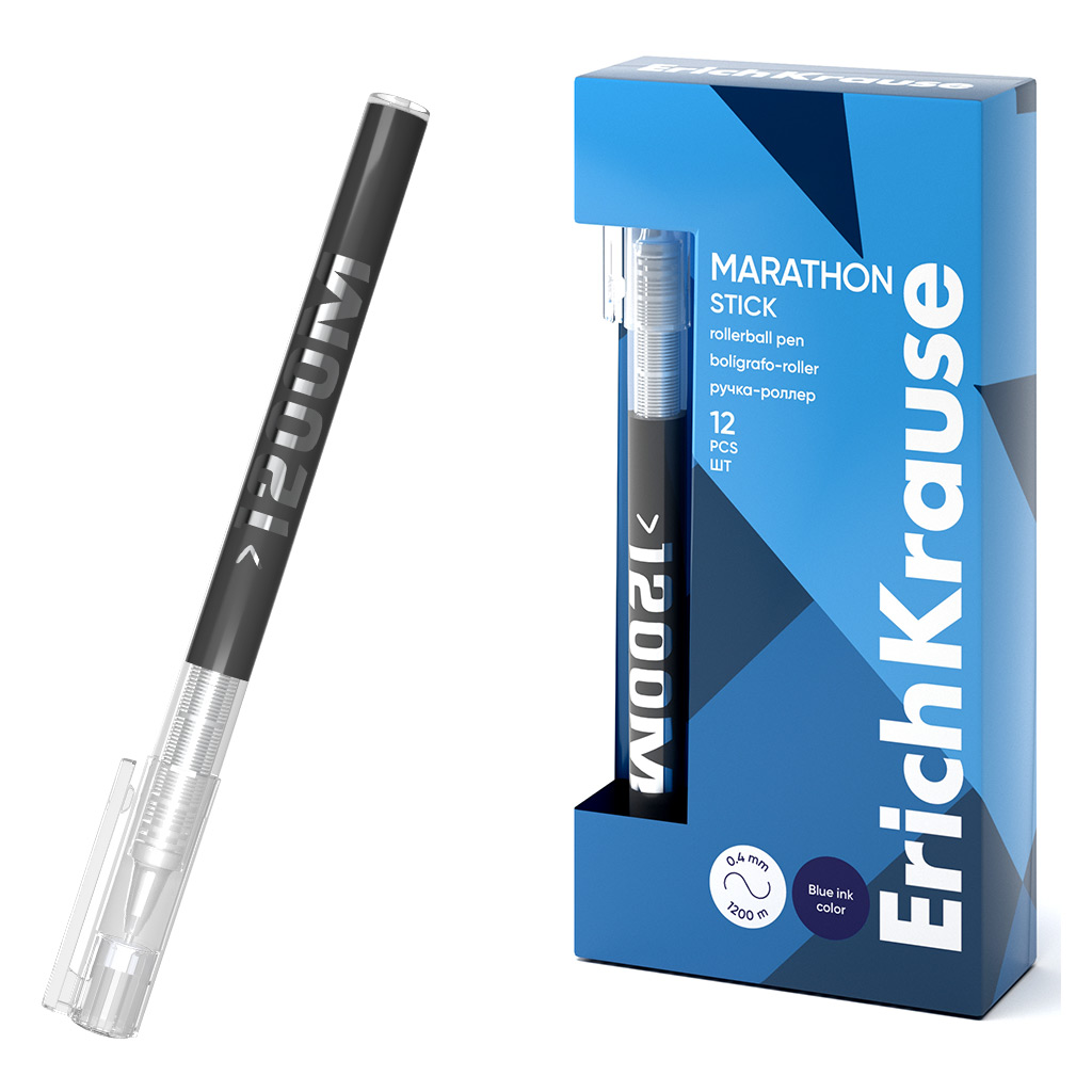 

Ручка-роллер ErichKrause Marathon 62109 Stick 0,5, цвет чернил синий в коробке по 12 штук