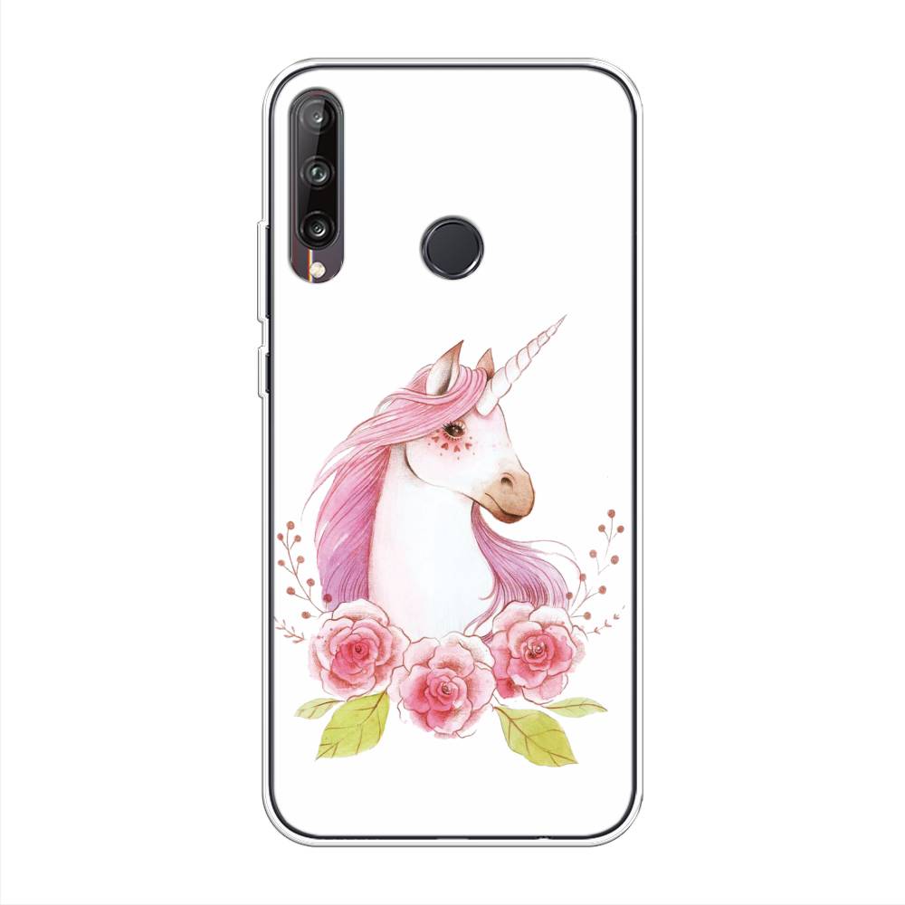 

Чехол на Huawei Y7p "Единорог цветы", Белый;розовый;серый, 6103350-1