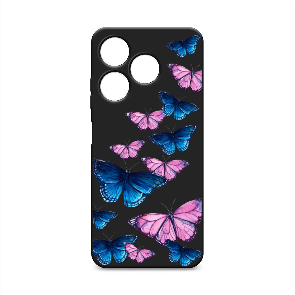 

Чехол Awog на Tecno Spark 10 4G "Полет бабочек", Синий;черный;розовый, 303552-1