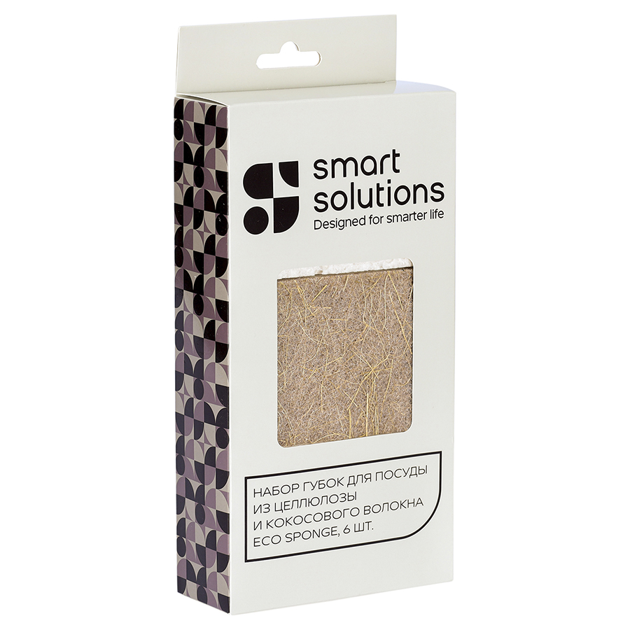 Губки для мытья посуды Smart Solutions из целлюлозы и кокосового волокна Eco Sponge, 6 шт