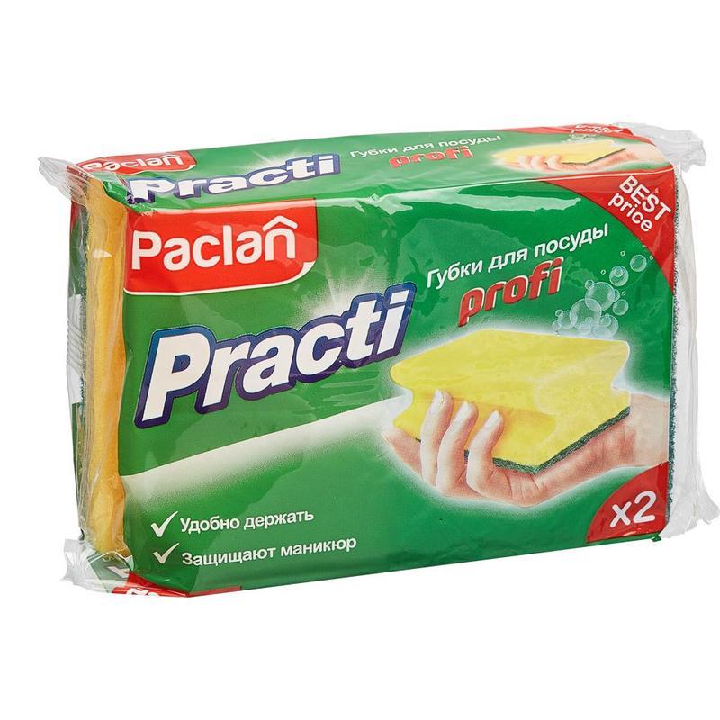 Губка поролон/абразив Paclan Practi Profi 90x70x50мм набор 2шт 40 уп