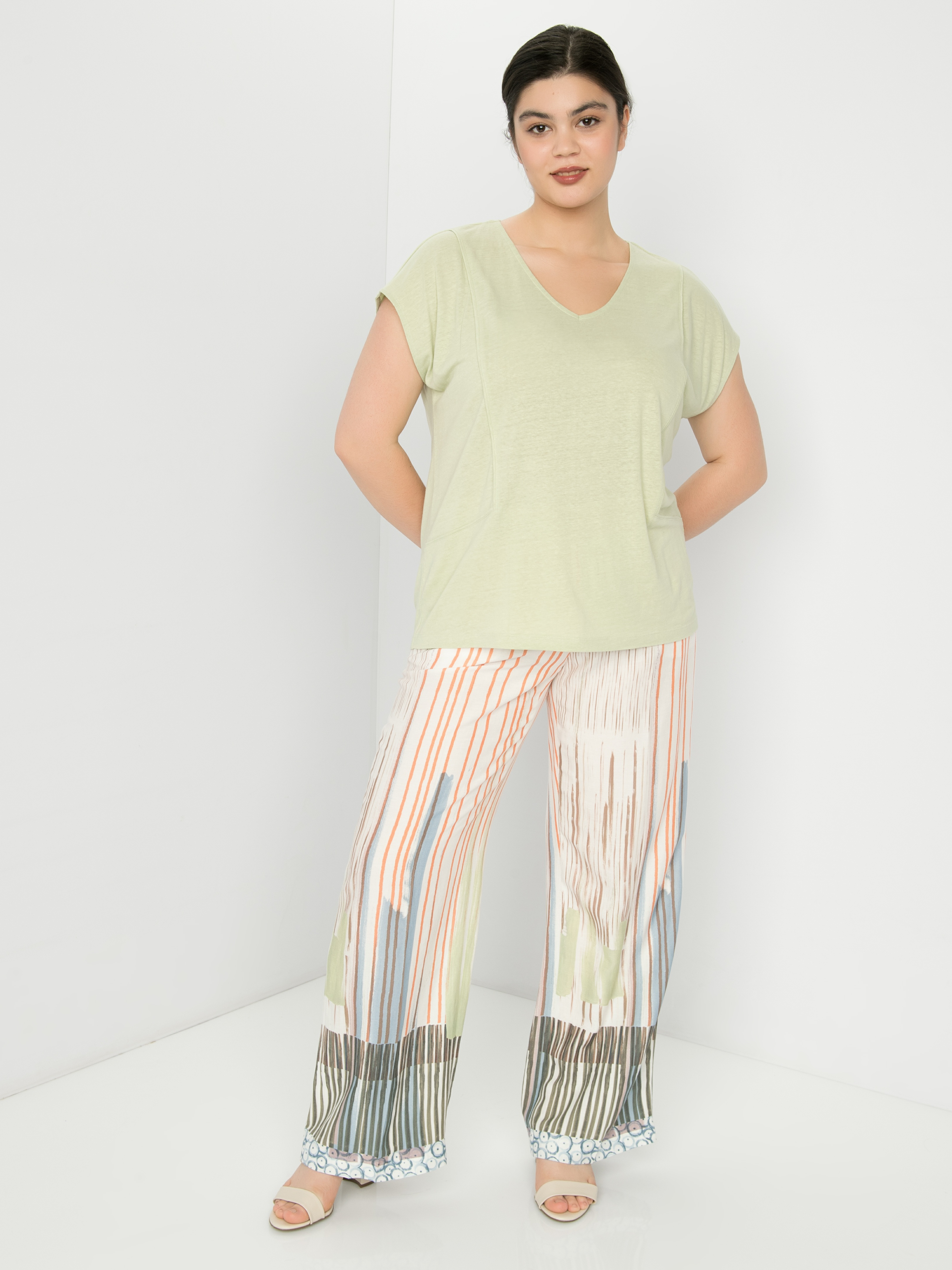 

Футболка женская SAMOON by GERRY WEBER 871055-26221-5430 зеленая 52, 871055-26221-5430