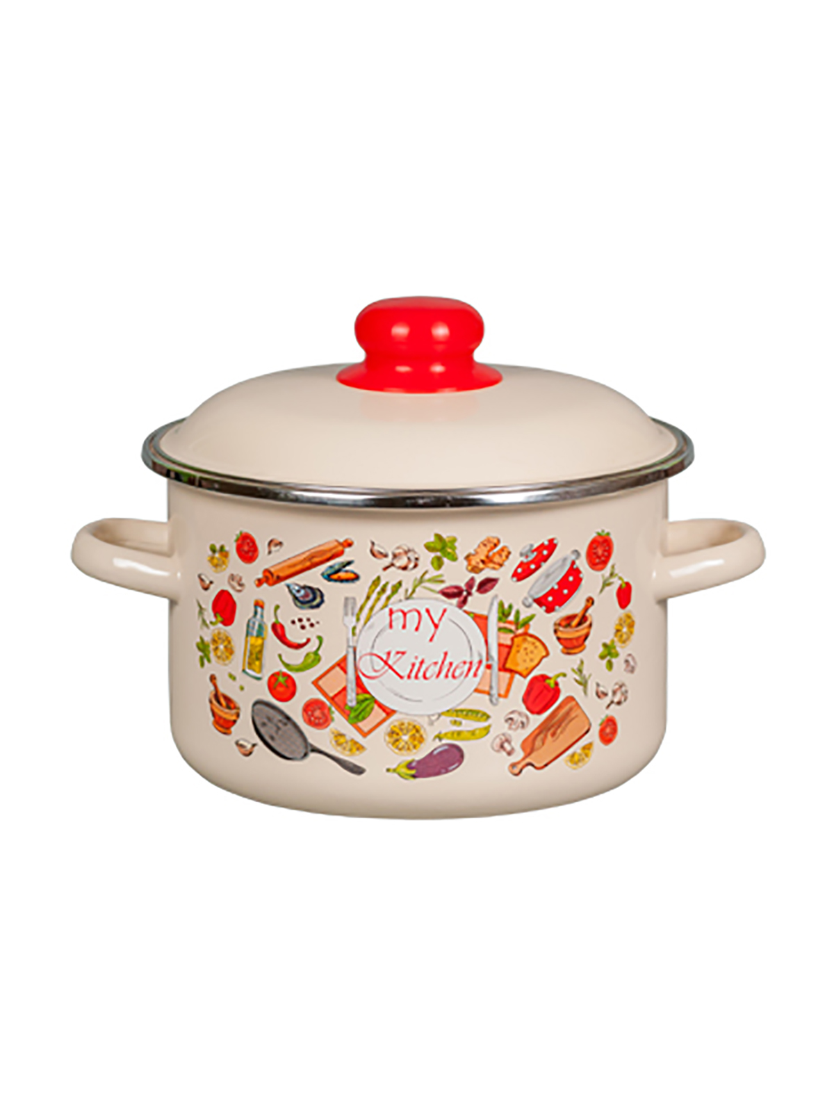 

Кастрюля с крышкой Стальэмаль, 2 л, Бежевый