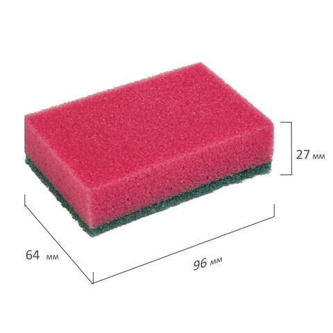 Губка поролон/абразив Офисмаг 27x96x64мм 10шт 36 уп